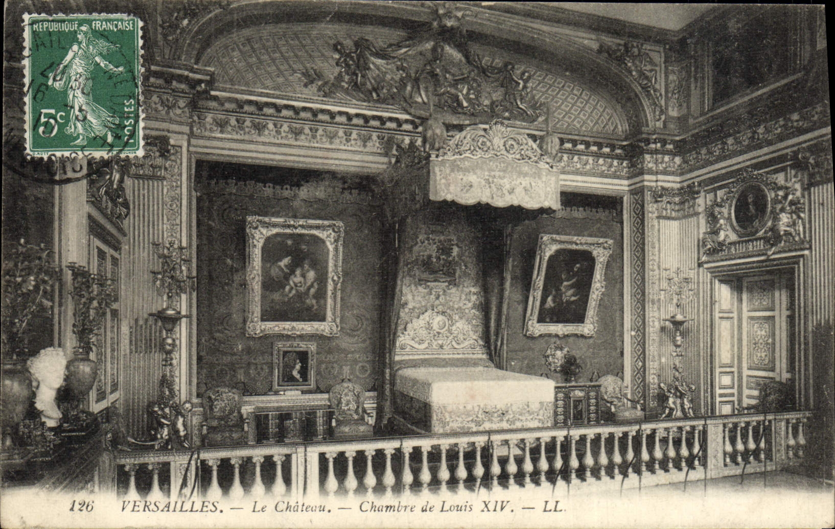 VINTAGE POSTCARD Versailles the Castle Room of Louis XIV