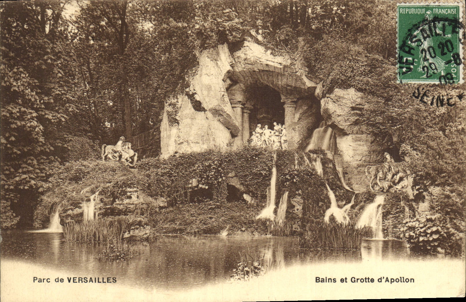 VINTAGE POSTCARD Versailles Baths and Cave of Apollo