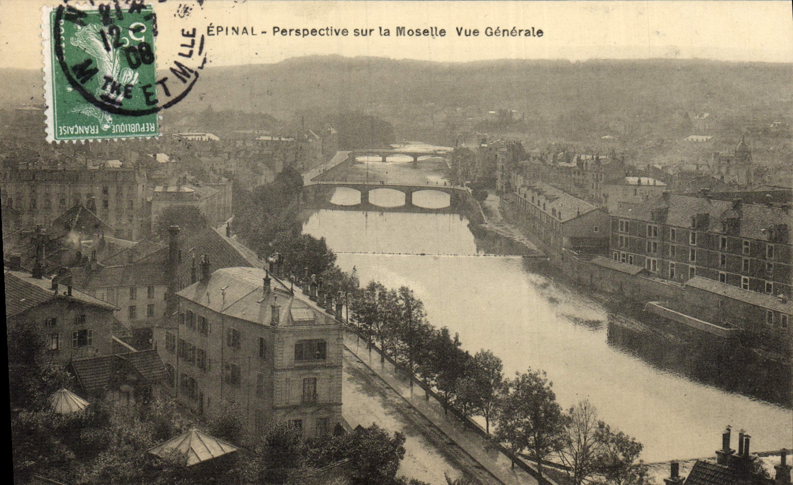 VINTAGE POSTCARD Epinal View on the Moselle View