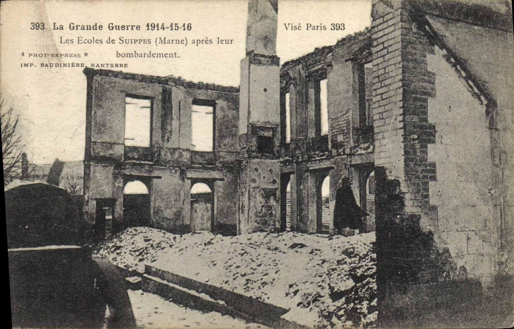VINTAGE POSTCARD the Great War the Schools De Suippes After Their Militaria bombardment