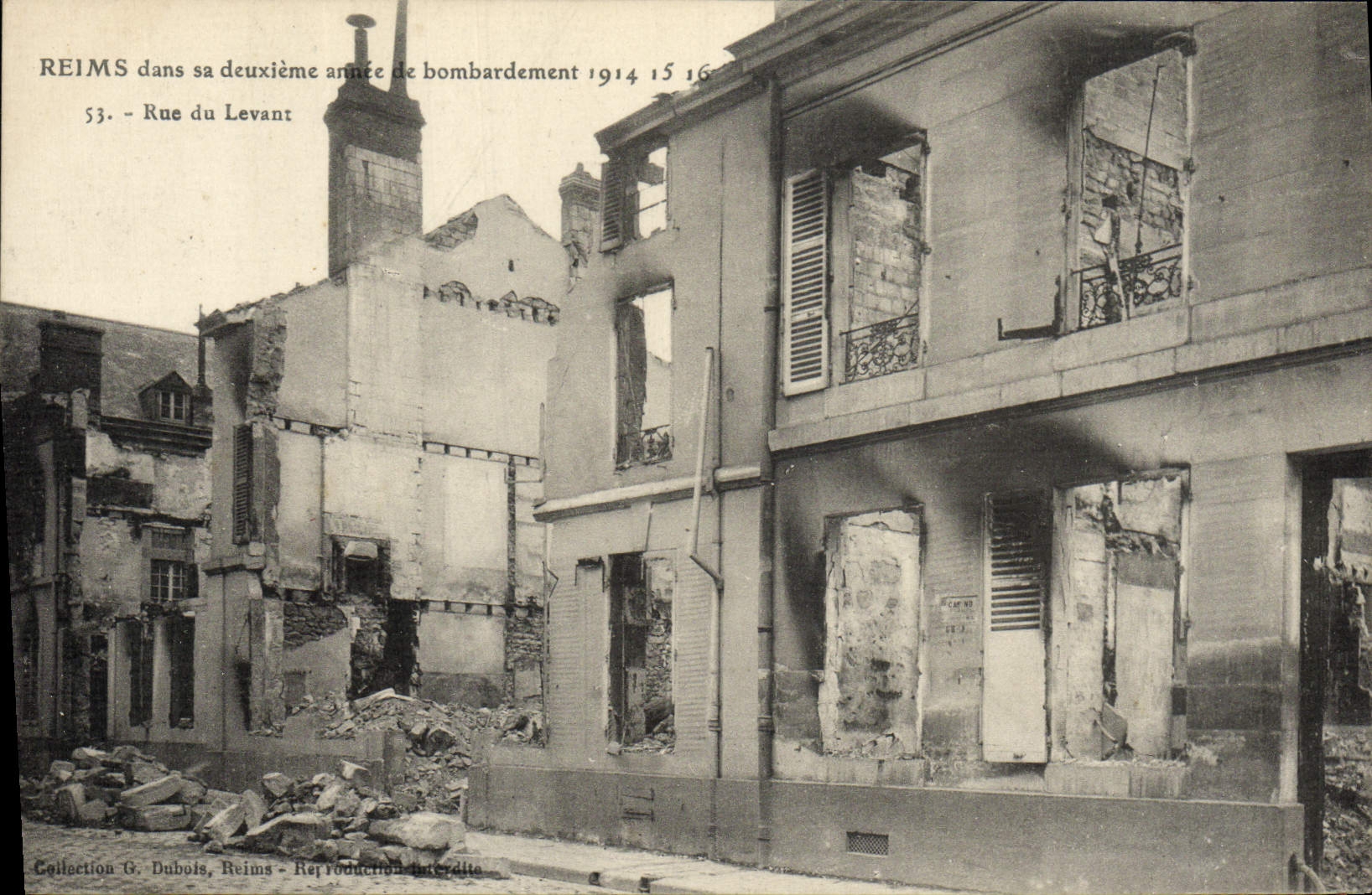 POSTAL Reims de la VENDIMIA en su segundo año de calle del bombardeo de levantar Militaria