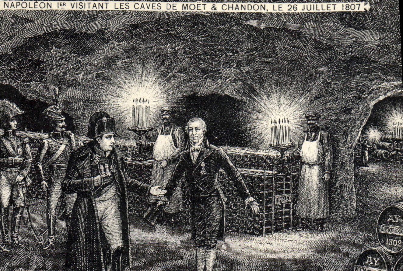 VINTAGE POSTCARD Napoleon 1st Visiting the Cellars De Moet Chandon on July 26th, 1807
