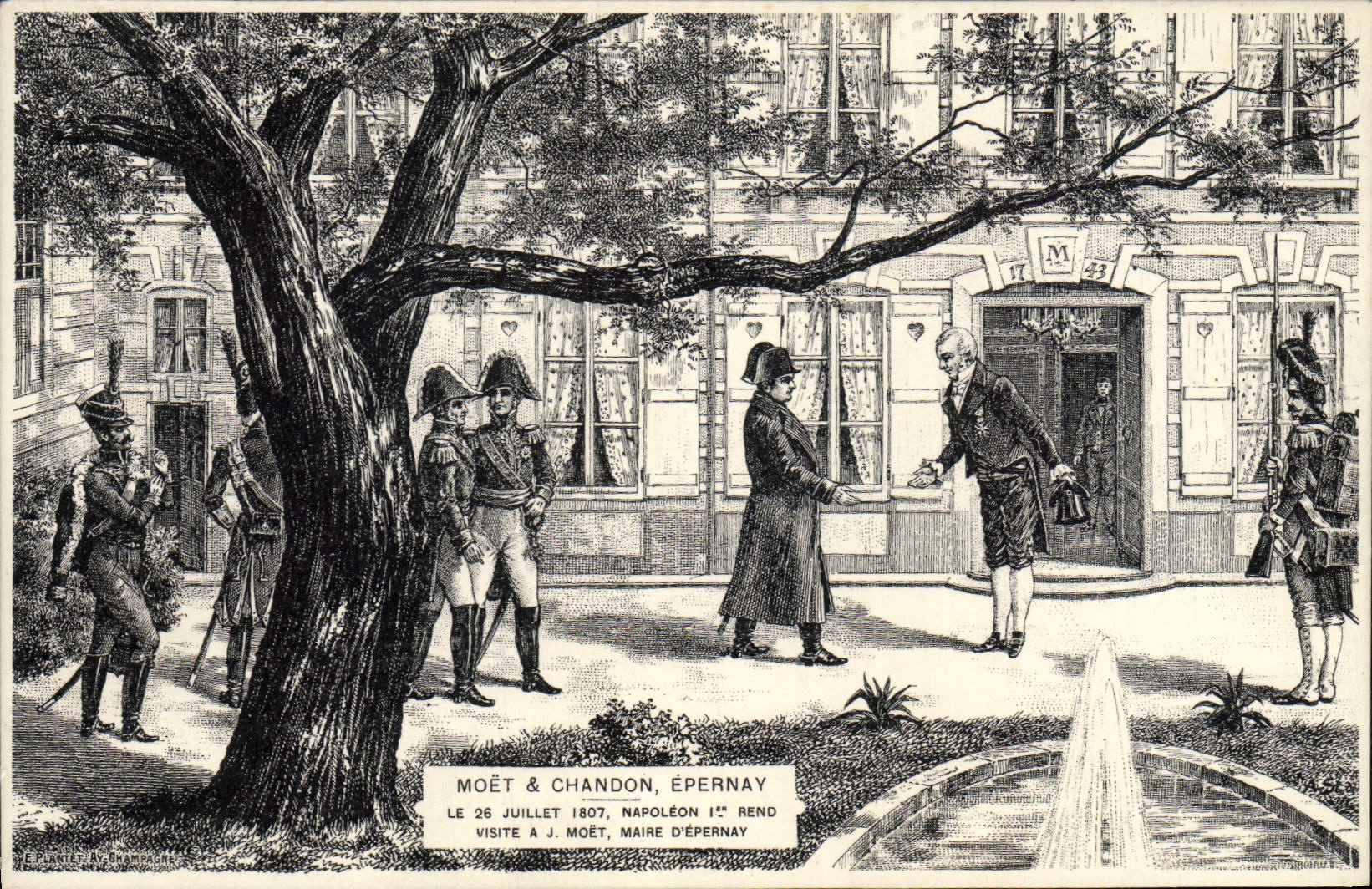 VINTAGE POSTCARD Moet Chandon Epernay Napoleon 1st visit has J moet Maire of Epernay