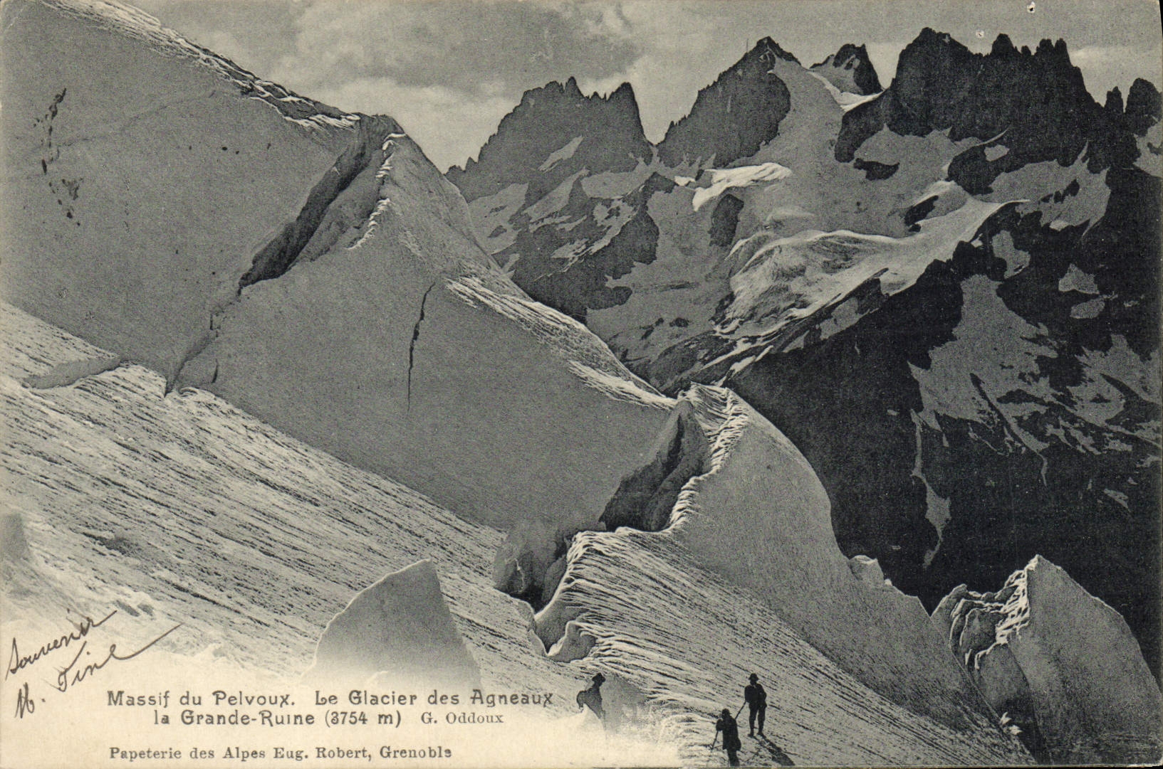 VINTAGE POSTCARD Massive Of Pelvoux the Glacier Of the Lambs the Great Ruin Alpinism