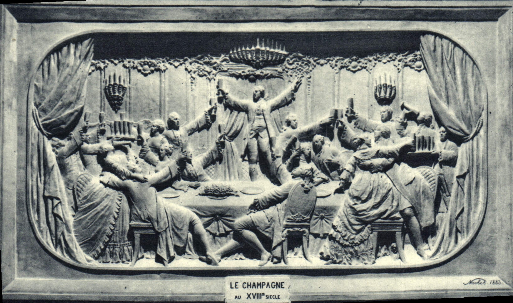 CPA Champagne Pommery Greno Reims Le Champagne Au Bas Relief Sculpte Dans La Craie