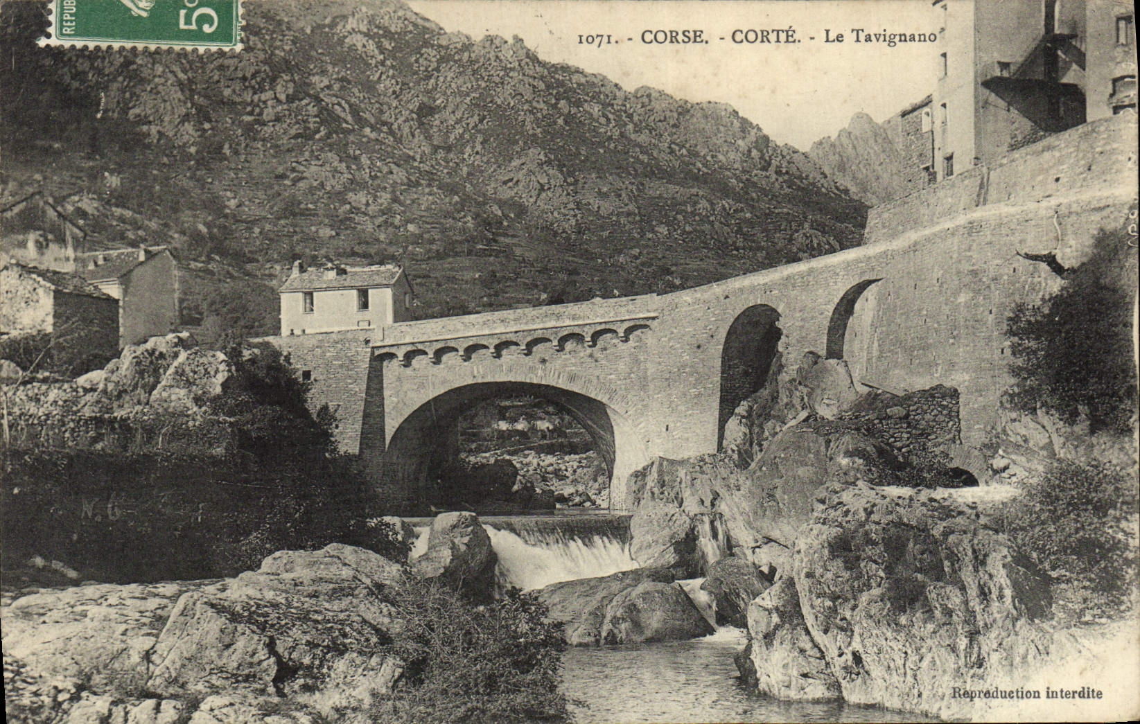 VINTAGE POSTCARD Corsica Corte Tavignano