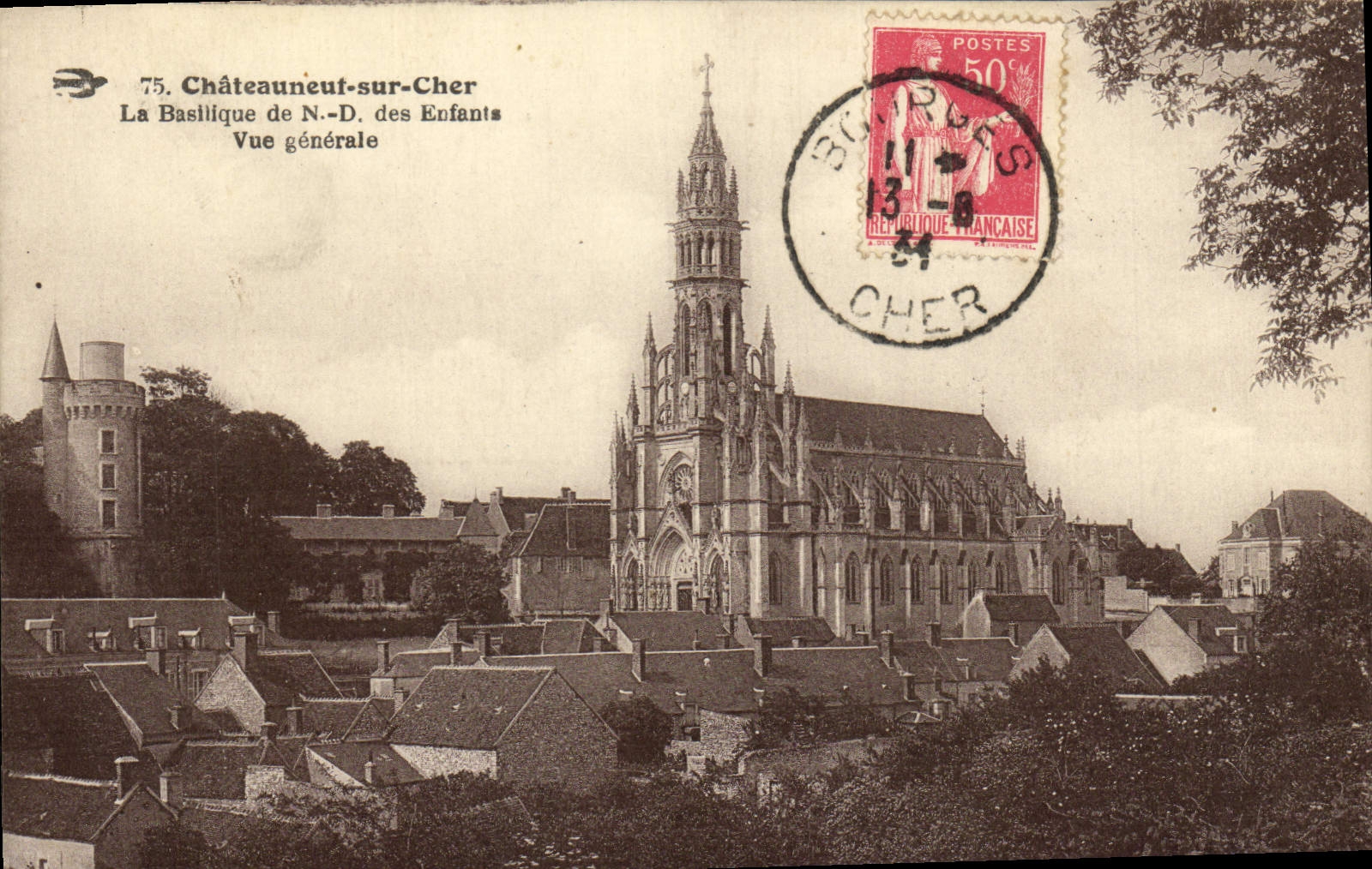 VINTAGE POSTCARD Chateauneuf on Dear the Basilica of Notre Dame Children View