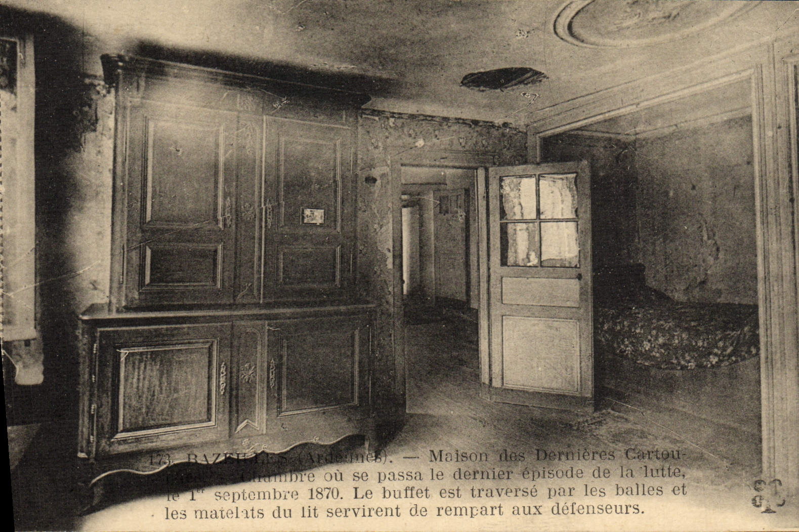 VINTAGE POSTCARD Bazeilles House of the Last Militaria Cartouches