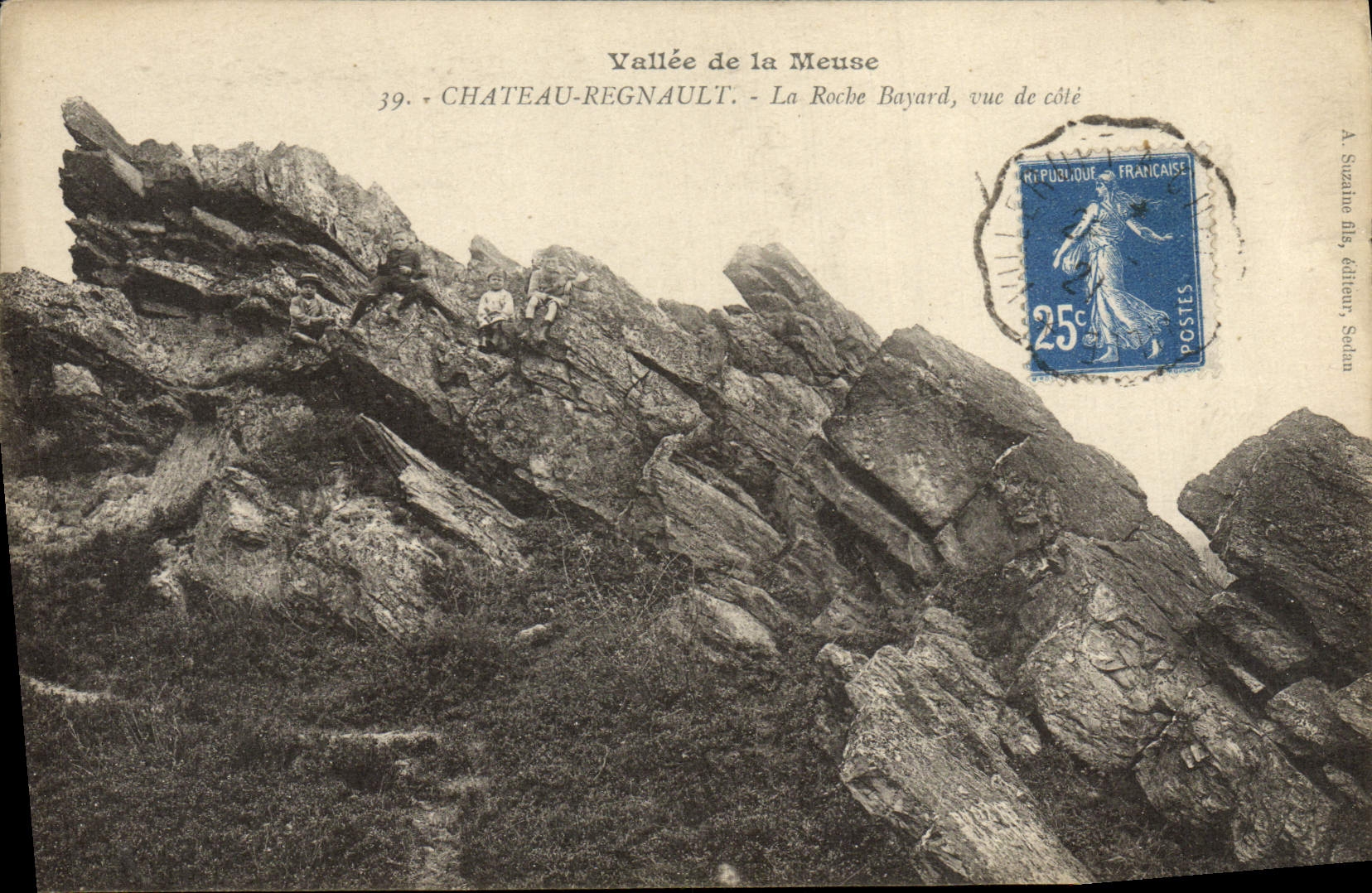 VINTAGE POSTCARD the Valley of the Meuse Regnault Castle the Bayard Rock seen of dimension