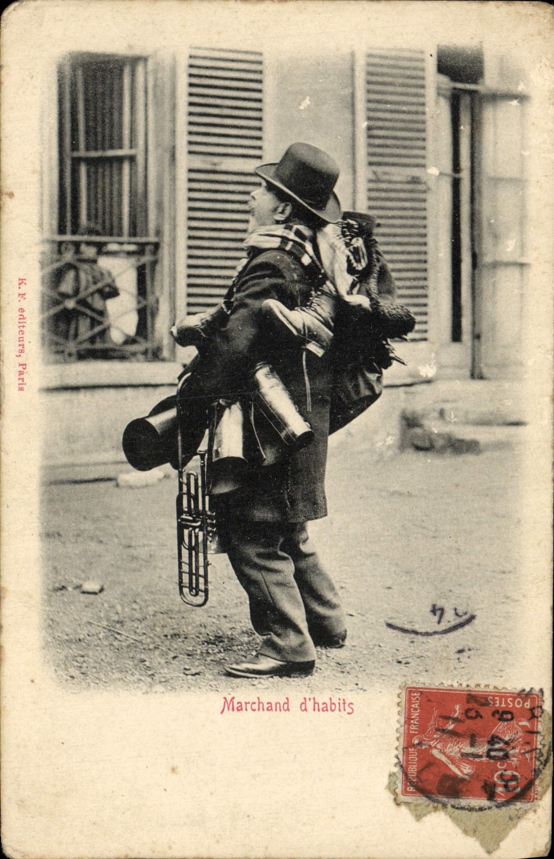 VINTAGE POSTCARD Commercial Paris of clothes Small trades TOP