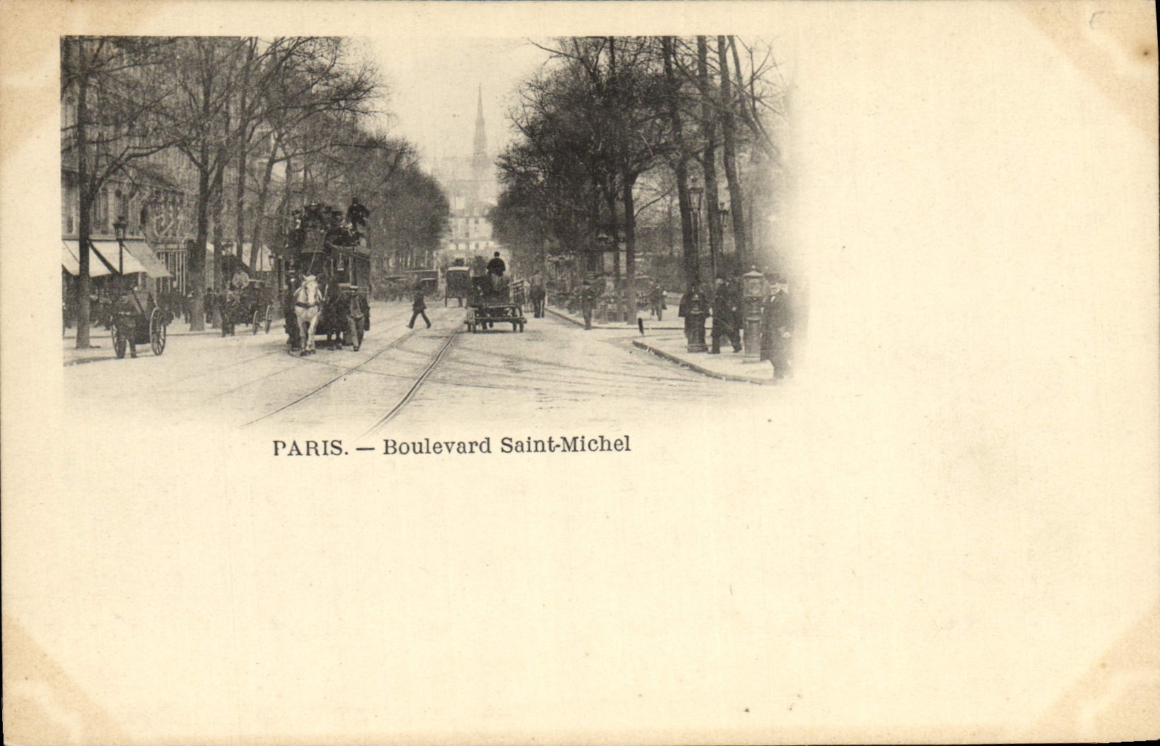 VINTAGE POSTCARD Paris Boulevard Saint Michel