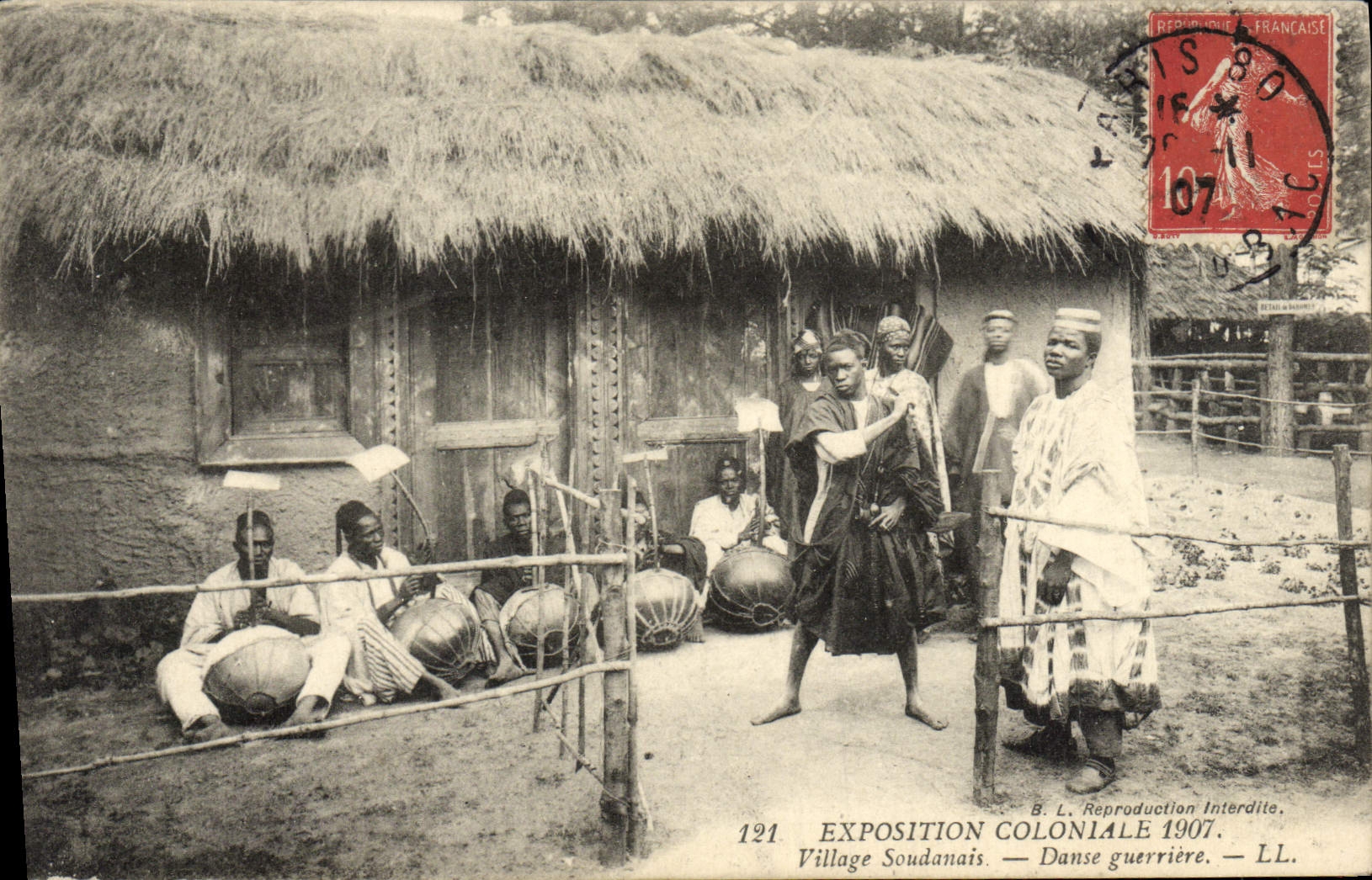 CPA Exposition Coloniale 1907 Village Soudanais Danse Guerriere Paris TOP
