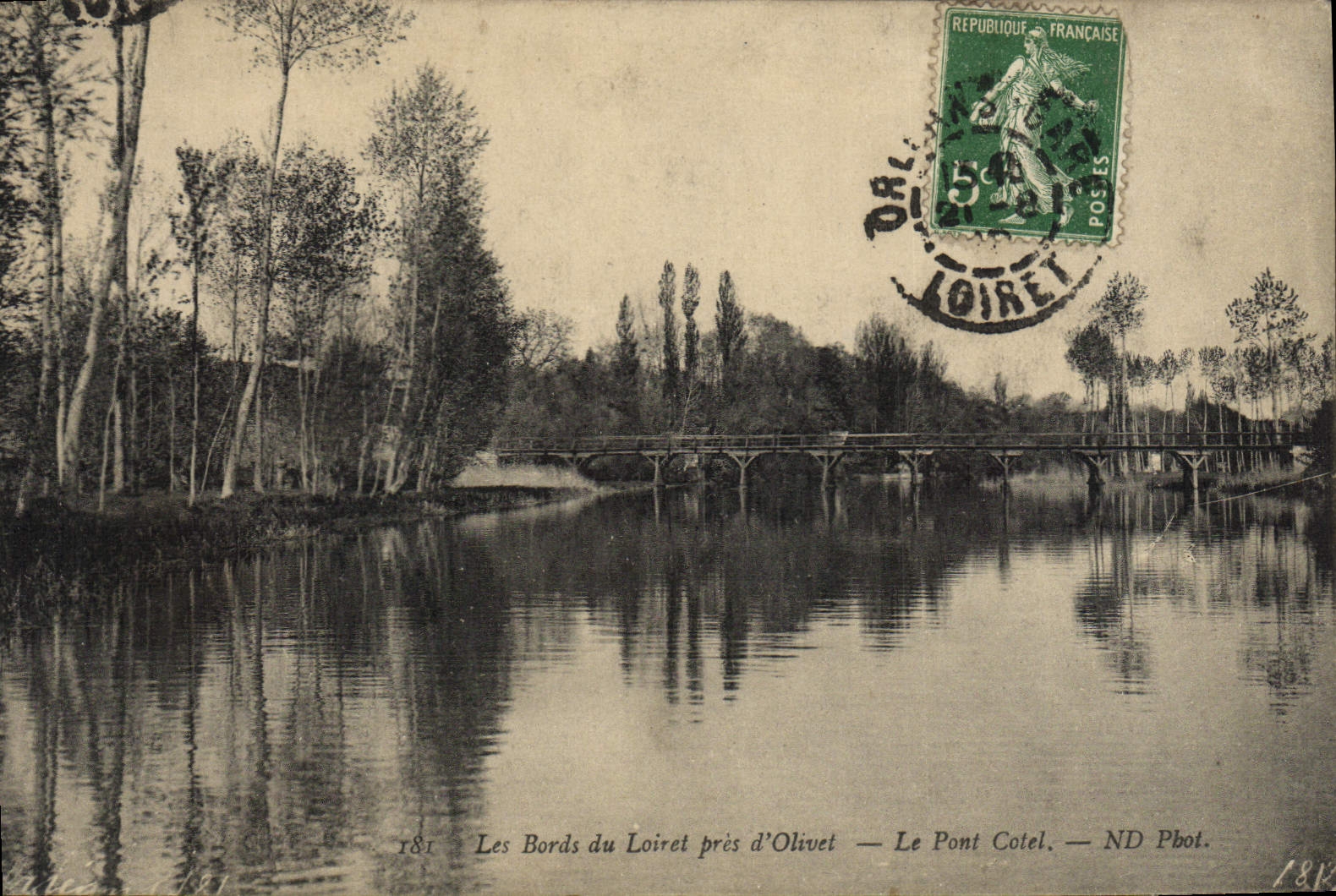 VINTAGE POSTCARD Edges of Loiret close to Olivet the Cotel Bridge
