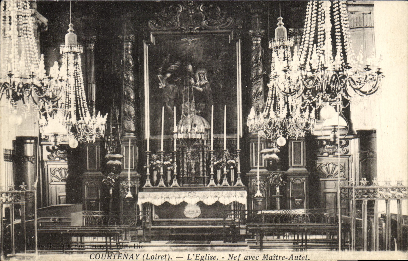 VINTAGE POSTCARD Courtenay the Church Nave with Master Furnace bridge