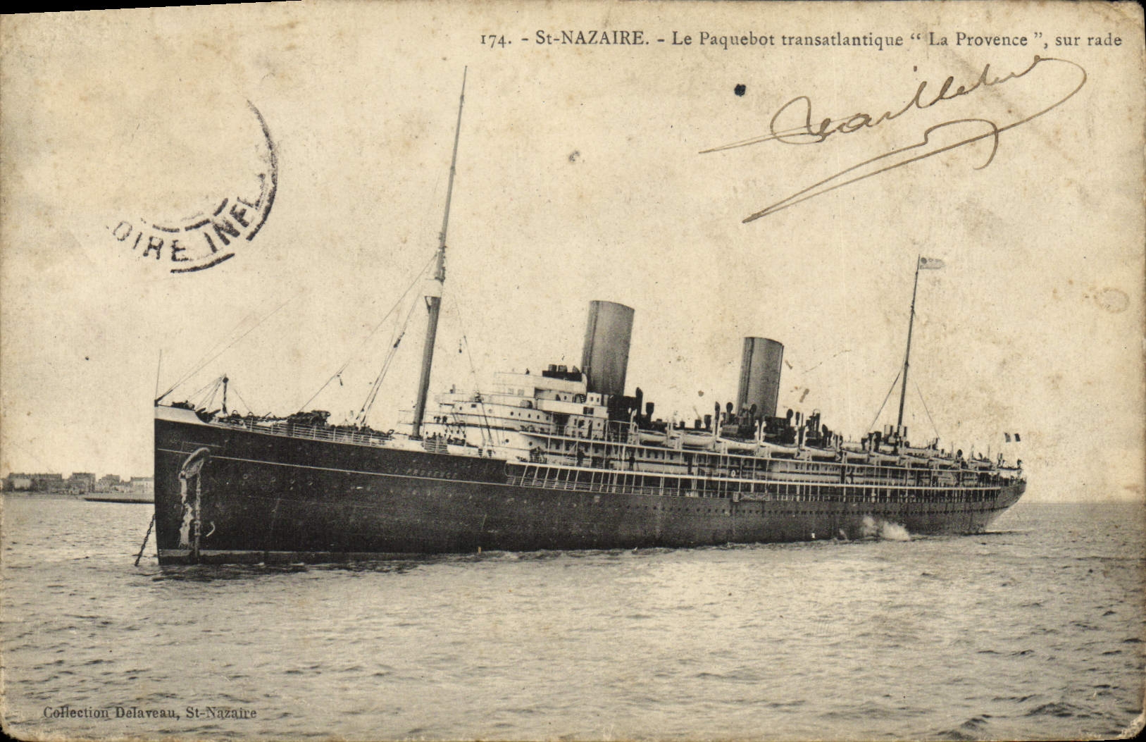 VINTAGE POSTCARD St Nazaire the Transatlantic liner Provence