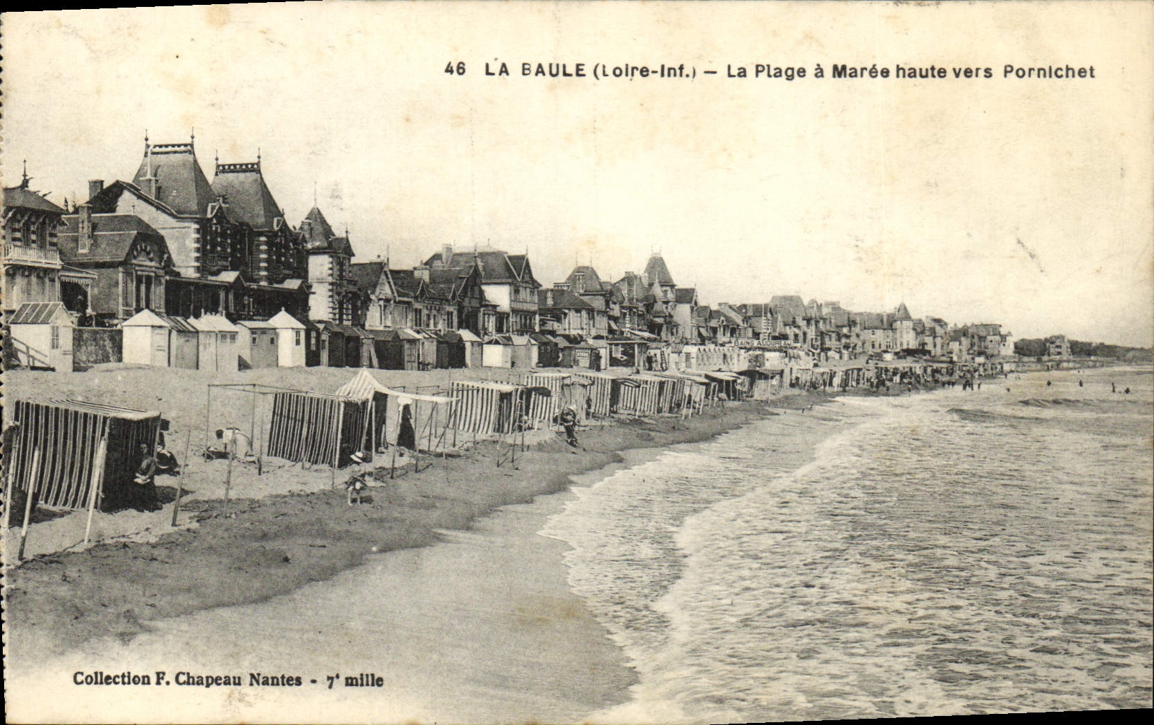 VINTAGE POSTCARD La Baule the Beach has High tide towards Pornichet