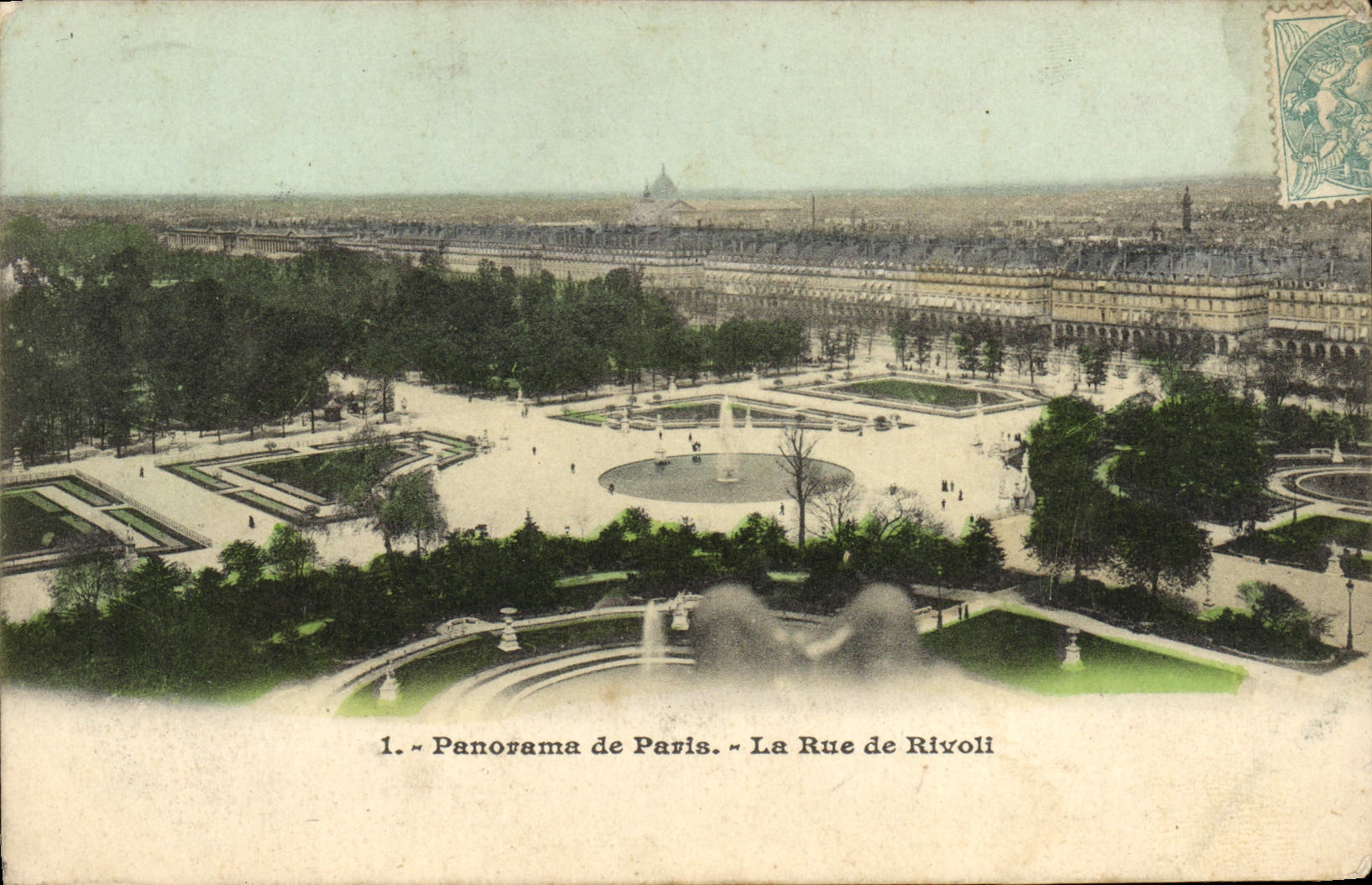 VINTAGE POSTCARD Paris Panorama of Paris the Street of Rivoli