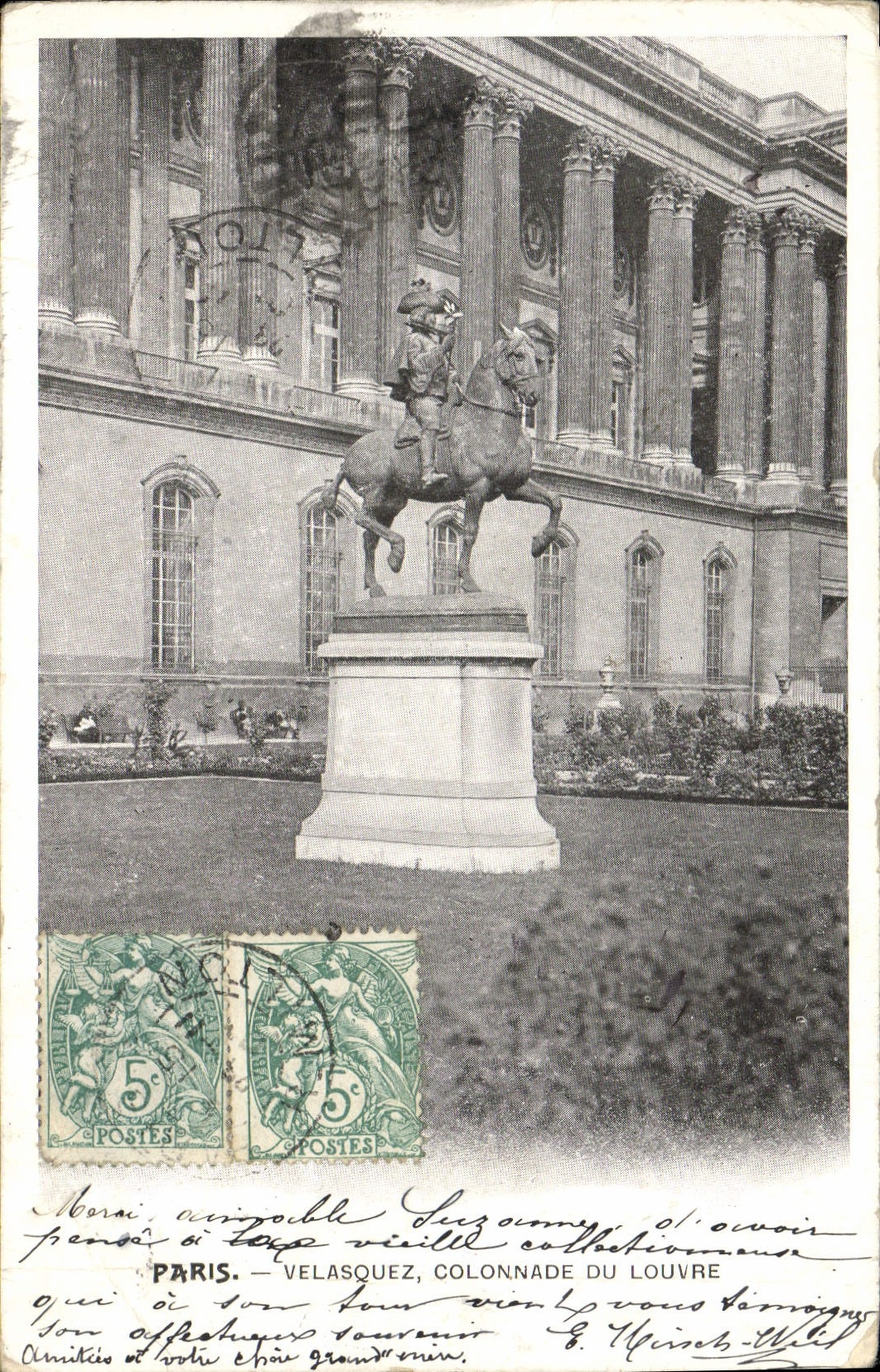 VINTAGE POSTCARD Paris Velasquez Colonnade of Louvre