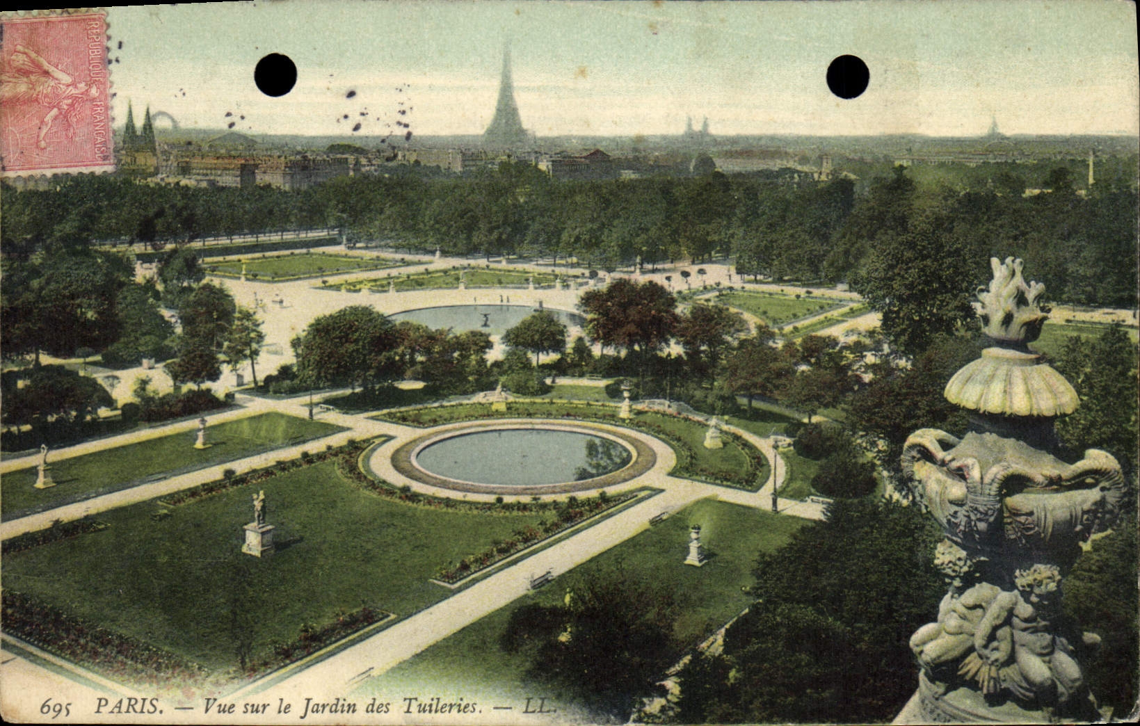 VINTAGE POSTCARD Paris Seen on the Garden of Tileries
