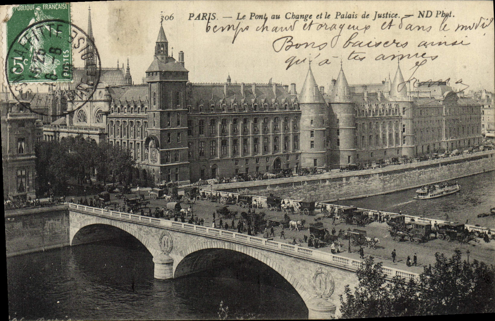 CPA Paris Le Pont au Change et le Palais de Jusitce