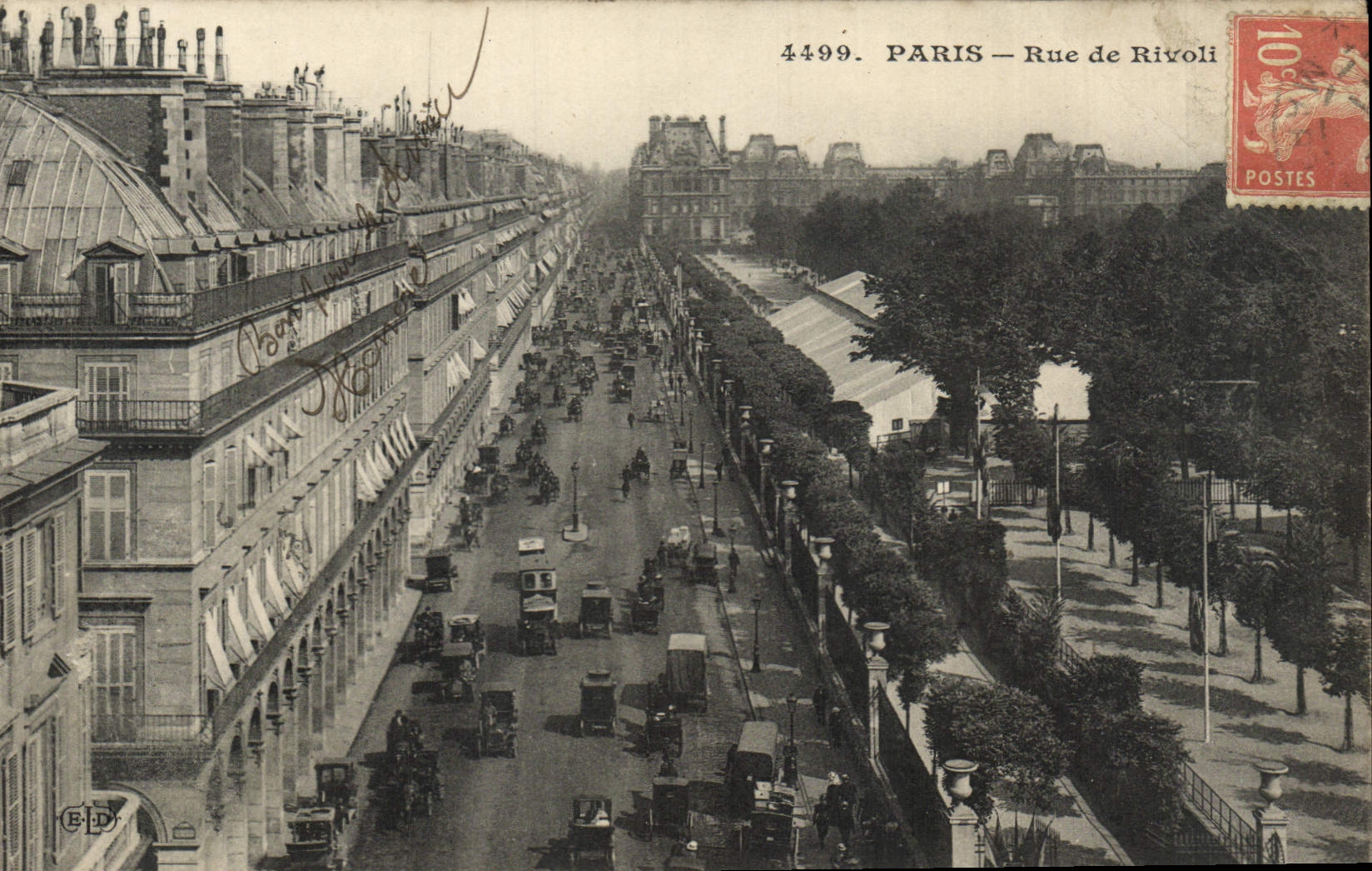 VINTAGE POSTCARD Paris Street of Rivoli