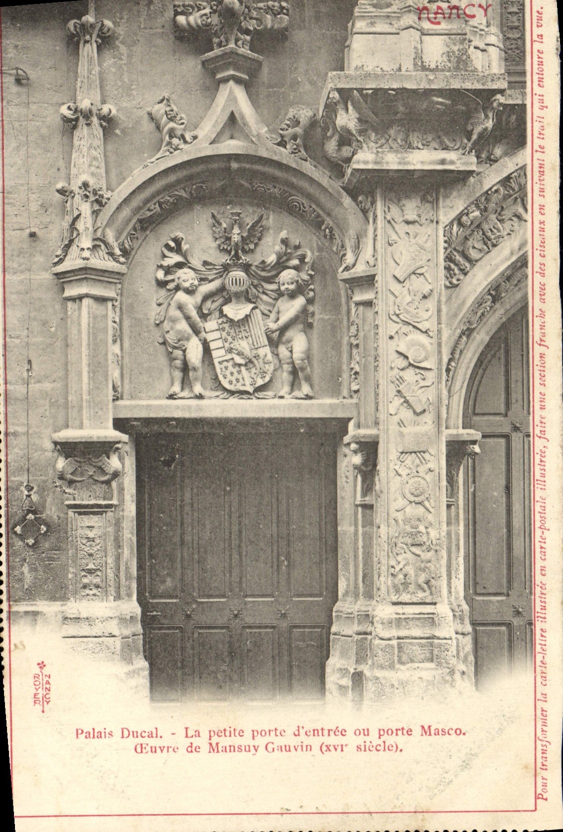 La POSTAL Nancy de la VENDIMIA la pequeña puerta de la entrada o lleva las obras de Masco de Mansuy Gauvin