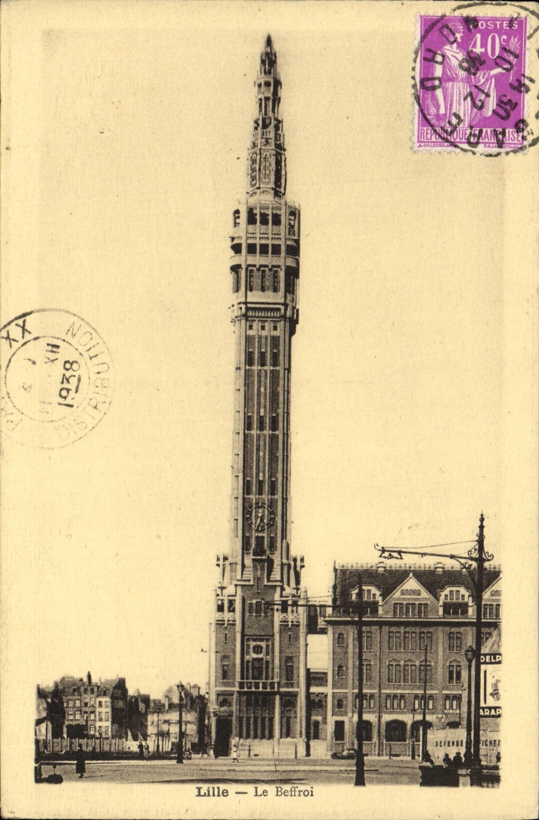 VINTAGE POSTCARD Lille the Belfry