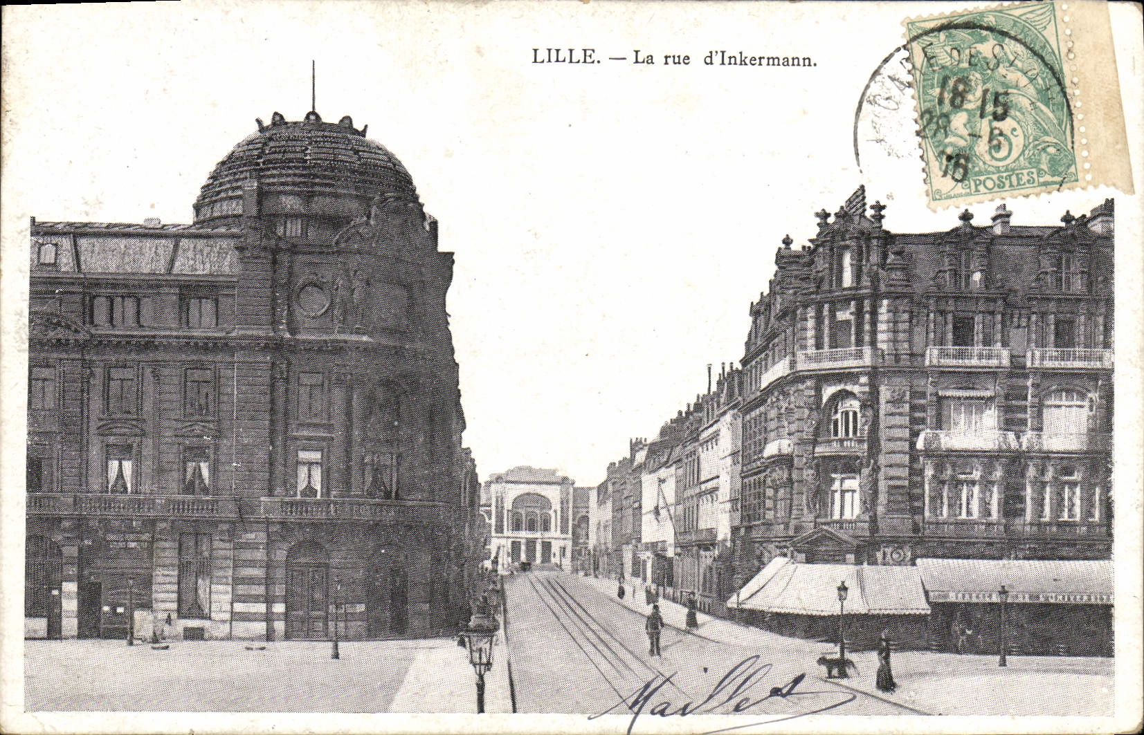 VINTAGE POSTCARD Lille the street of Inkermann