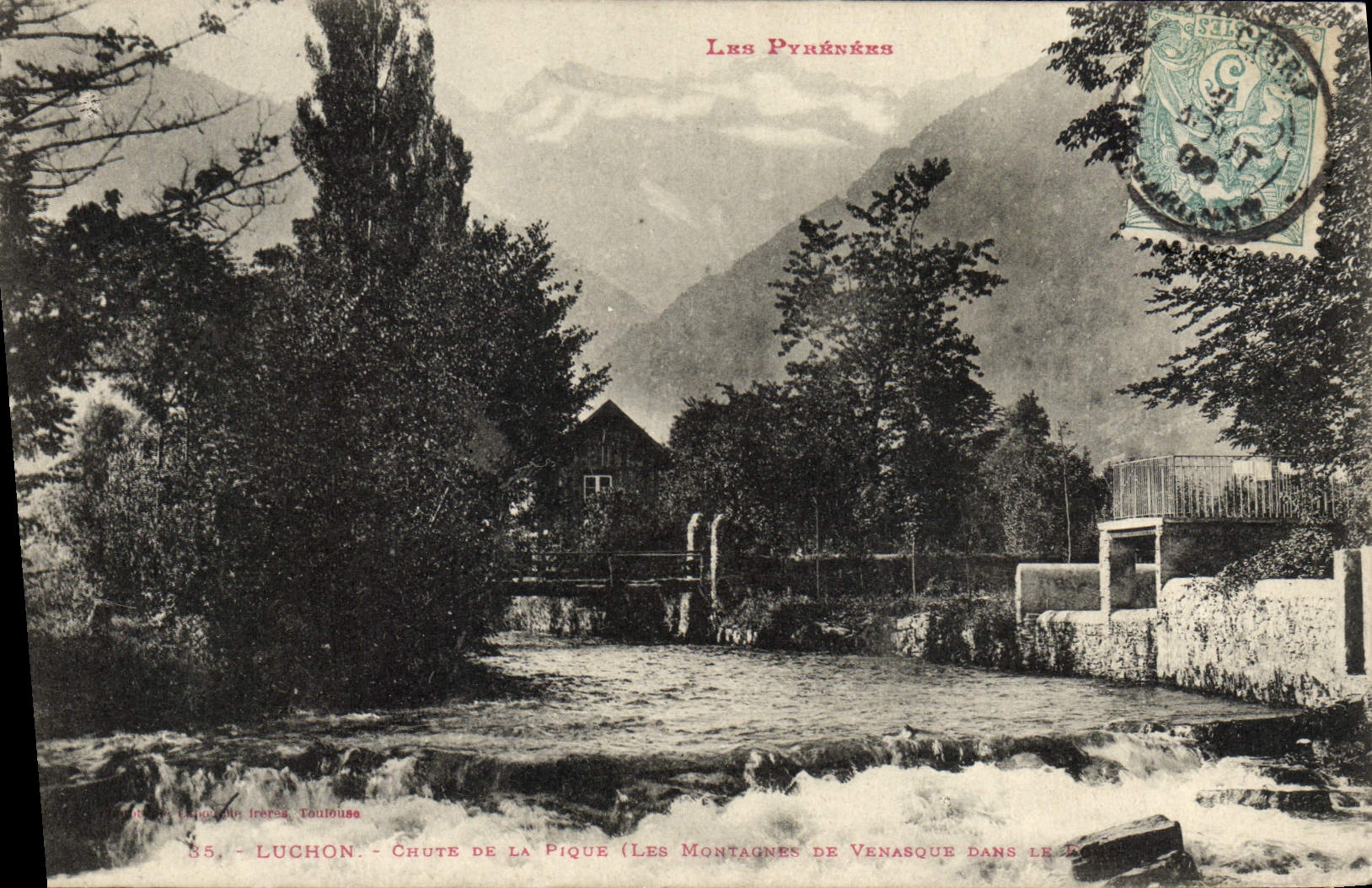 VINTAGE POSTCARD Luchon Falls of the Spade Mountains of Venasque