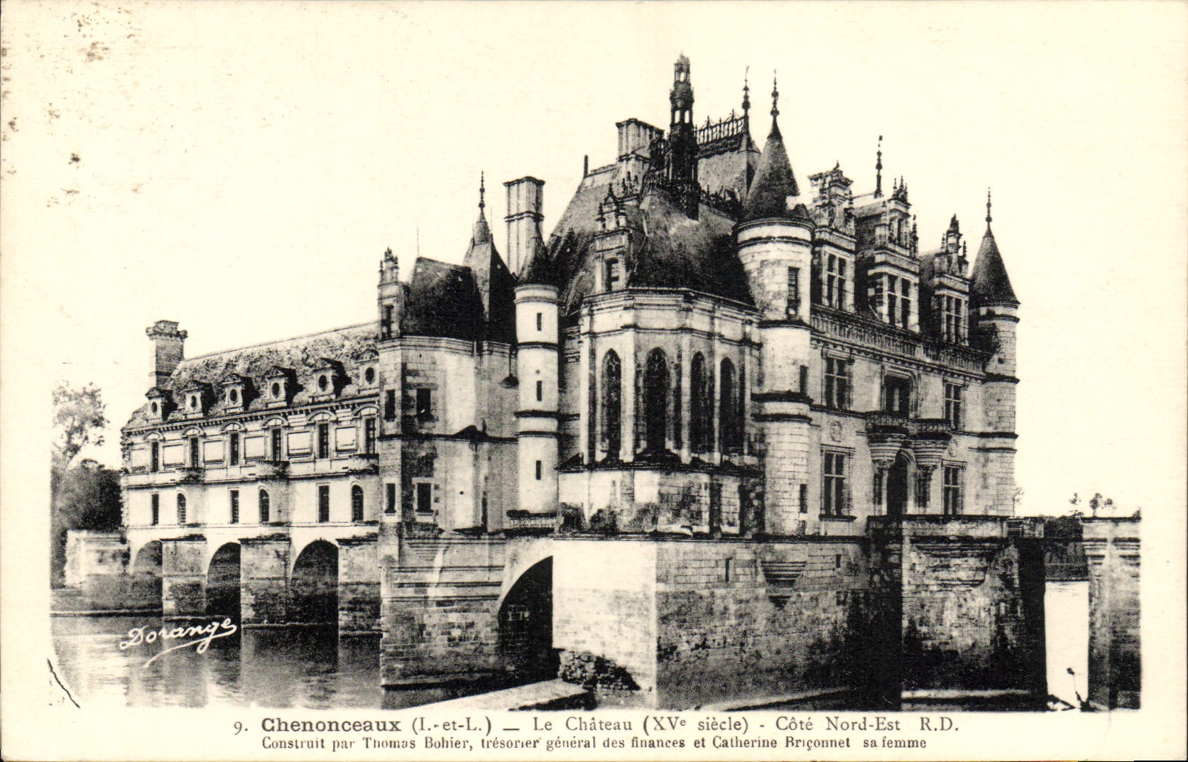La POSTAL Chenonceaux de la VENDIMIA el castillo dimensiona norteño