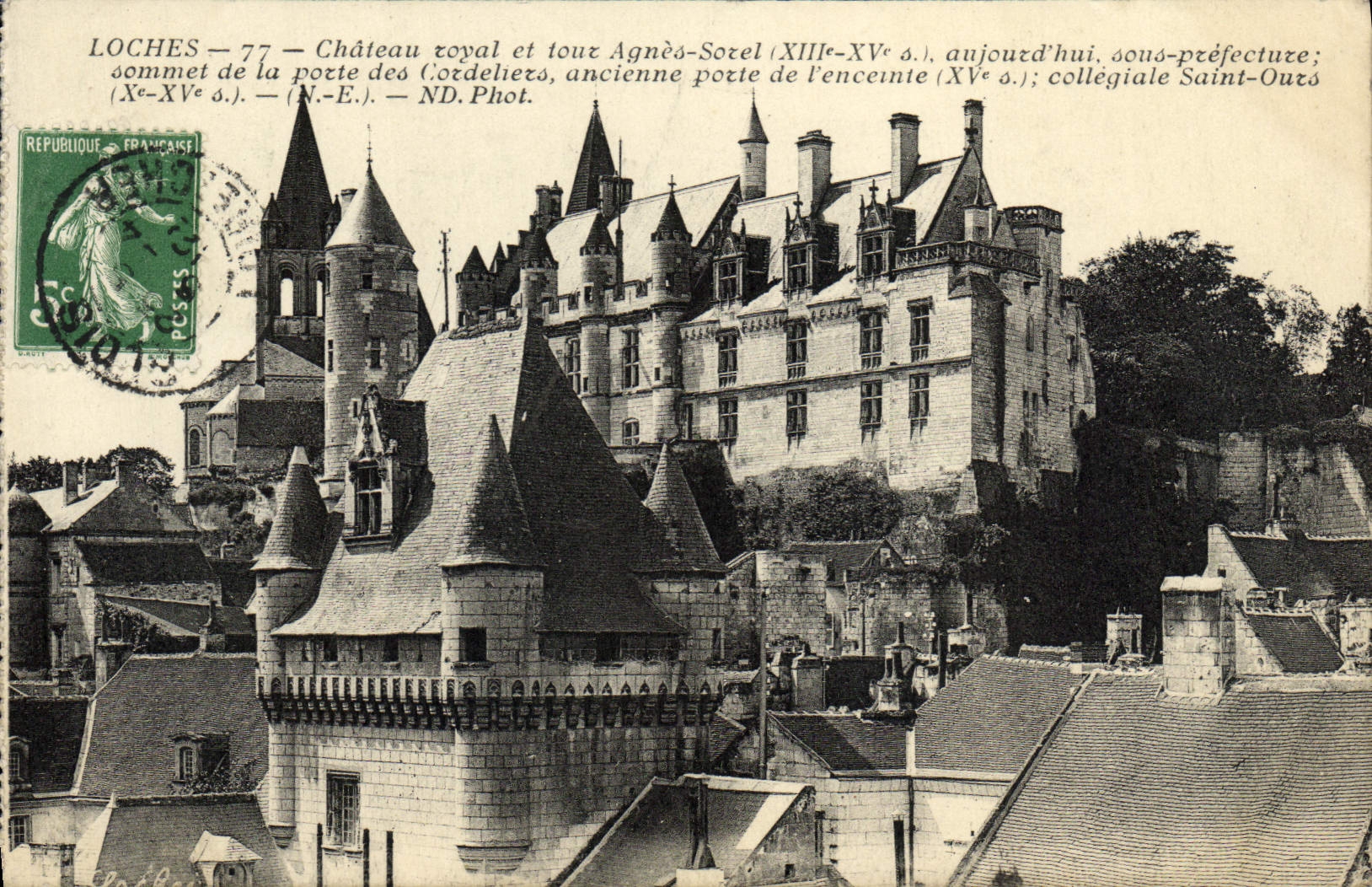 VINTAGE POSTCARD Loaches Royal Castle and tower Agnes Sorel