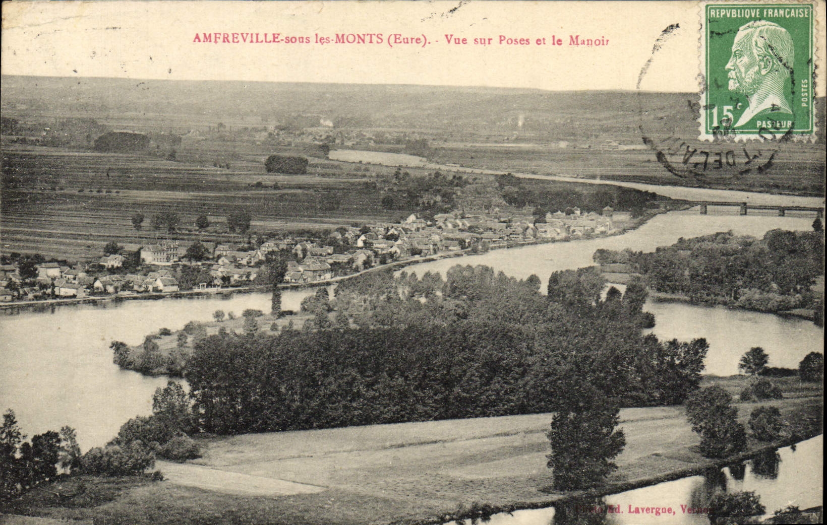 CPA Amfreville sour les Monts Vue sur Poses et le Manoir