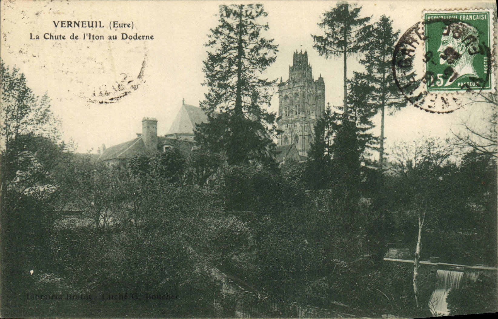 VINTAGE POSTCARD Verneuil the Fall of Iton in Doderne
