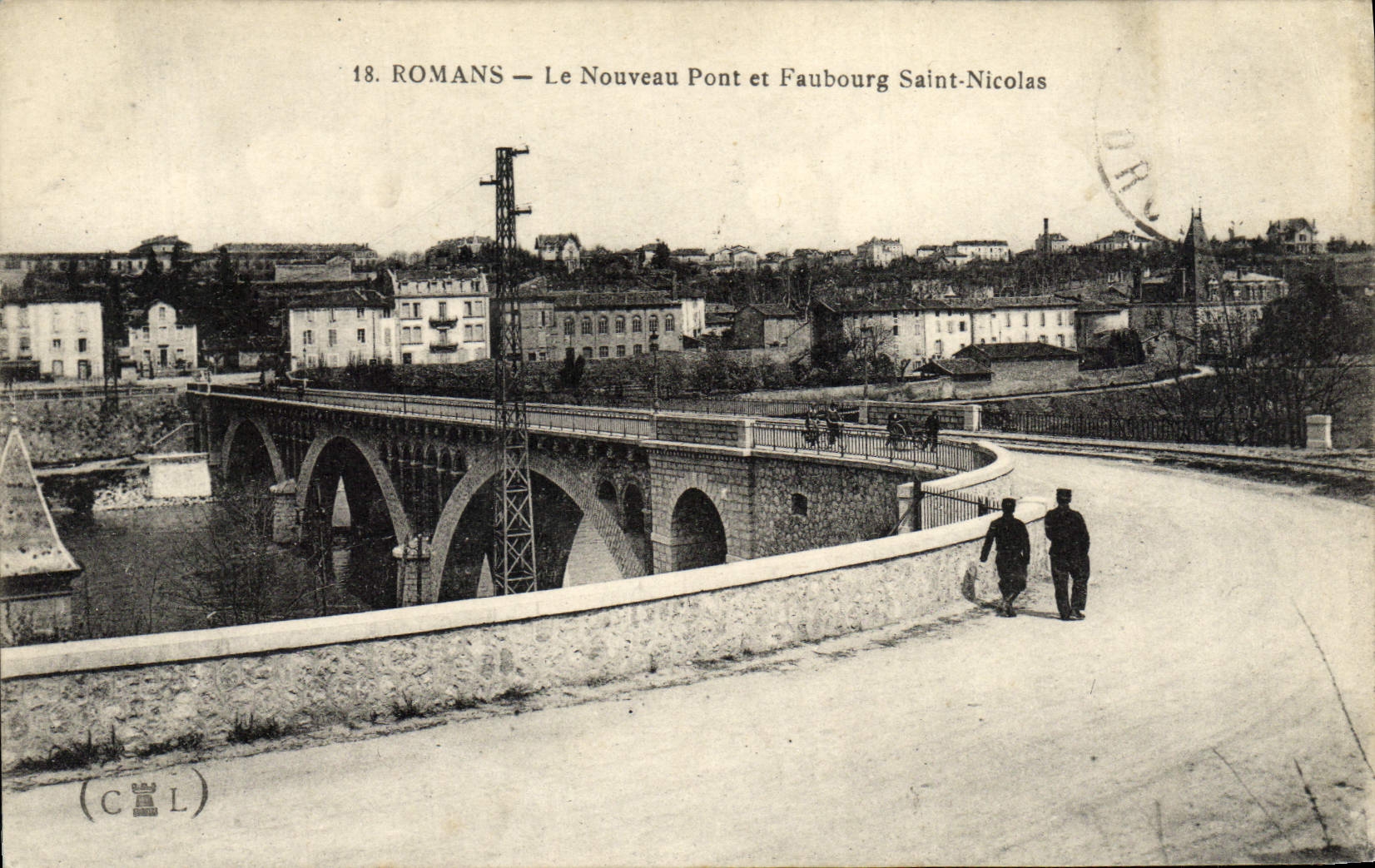 VINTAGE POSTCARD Romance the New Bridge and Suburb Saint Nicolas