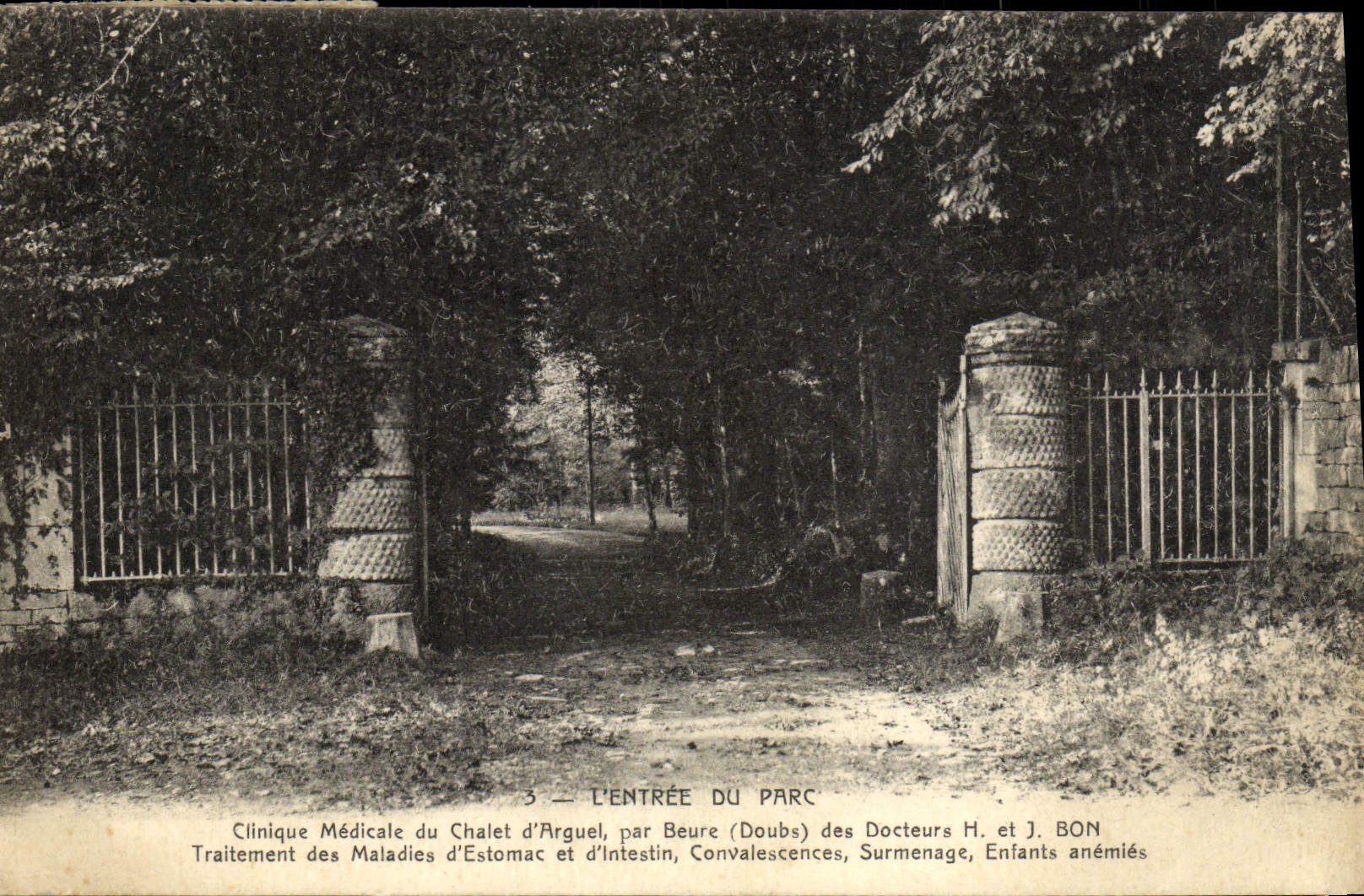 VINTAGE POSTCARD the Entry Of the Clinical Park Medical of the Country cottage of Arguel by Beure