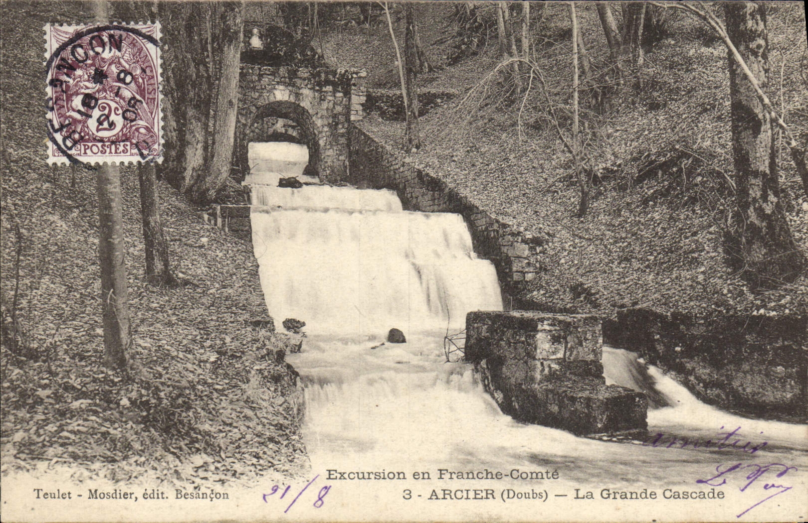 VINTAGE POSTCARD Arcier the Large Cascade