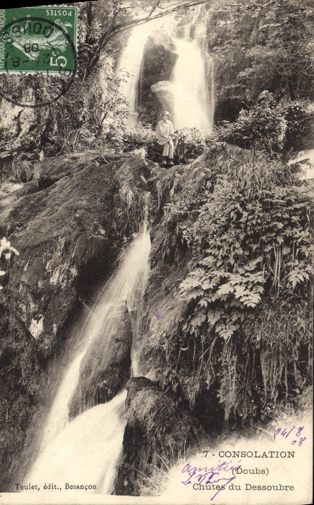 VINTAGE POSTCARD Consolation Falls of Dessoubre