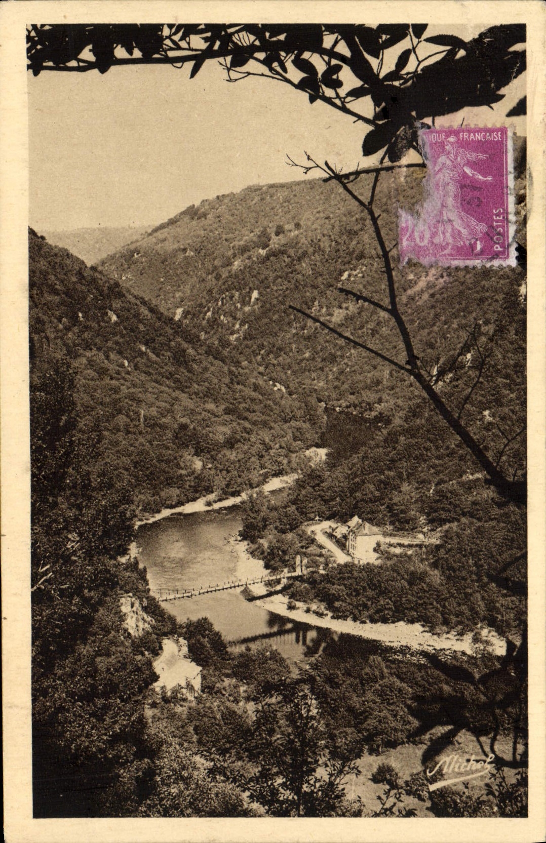 VINTAGE POSTCARD St Martin Meanne Seen on the Bridge of Eylac