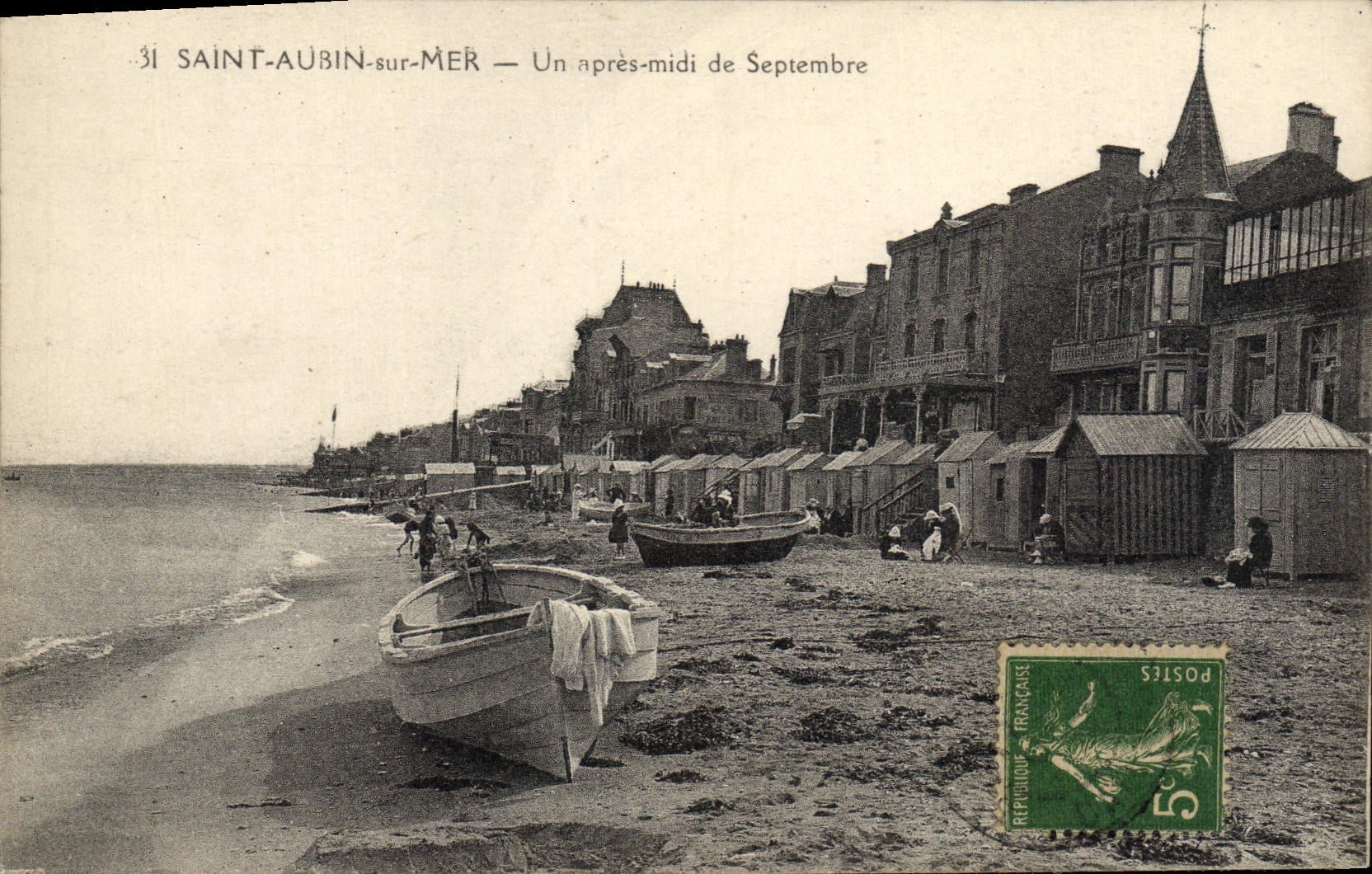 VINTAGE POSTCARD Holy Aubin on Sea After Midday of September