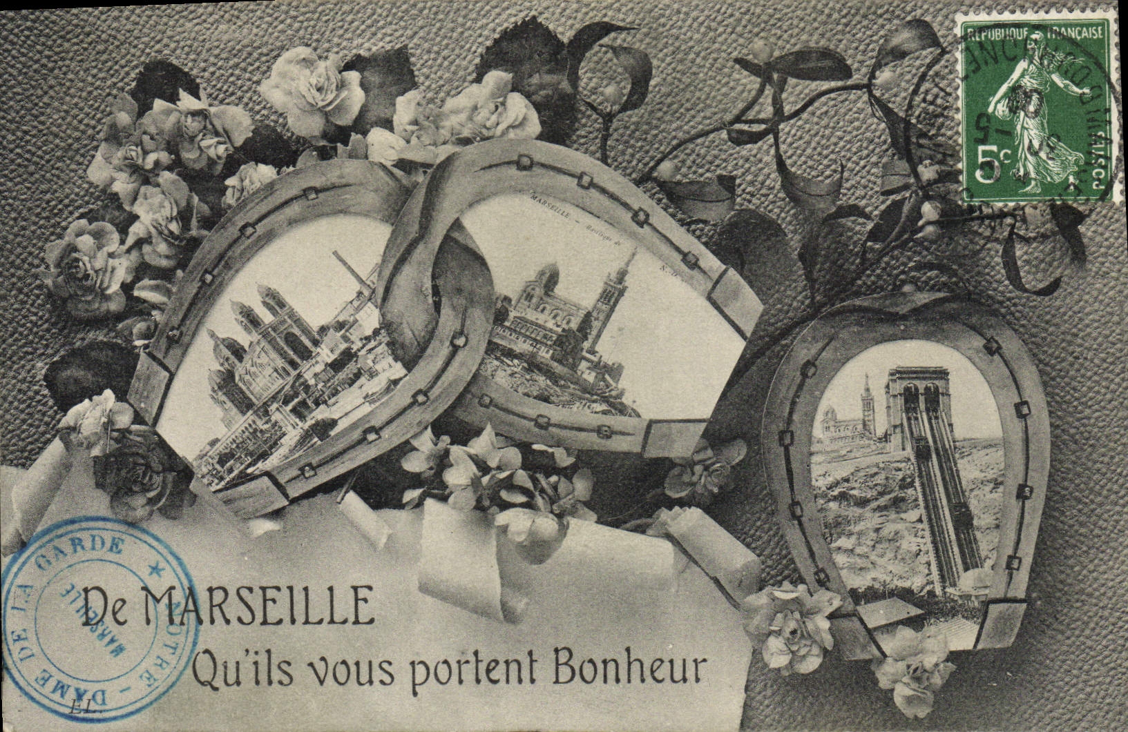 CPA De Marseille Qu'ils Vous Portent Bonheur Notre Dame de la Garde Fer a cheval