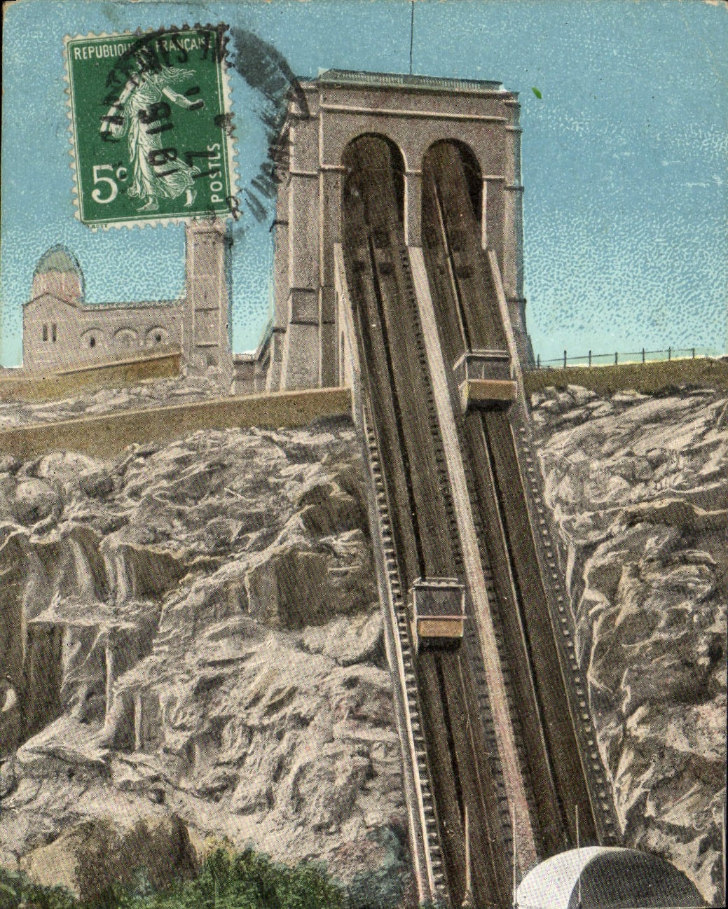 CPA Marseille Ascenseur de Notre Dame de la Garde