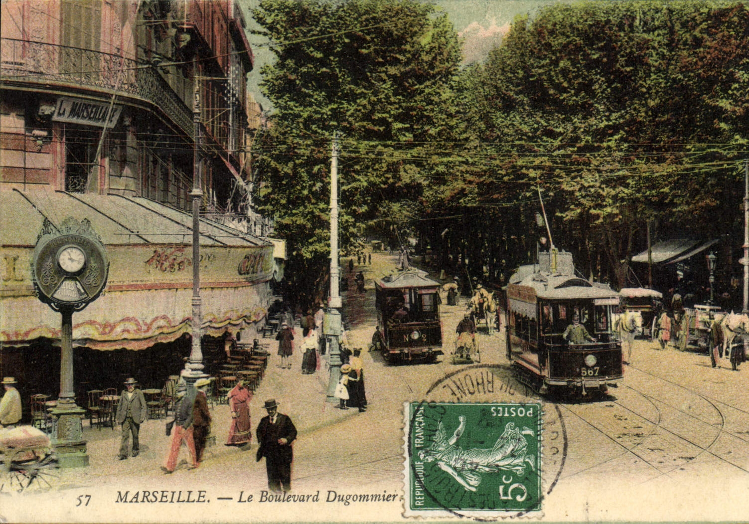 CPA Marseille Le boulevard Dugommier Tramway