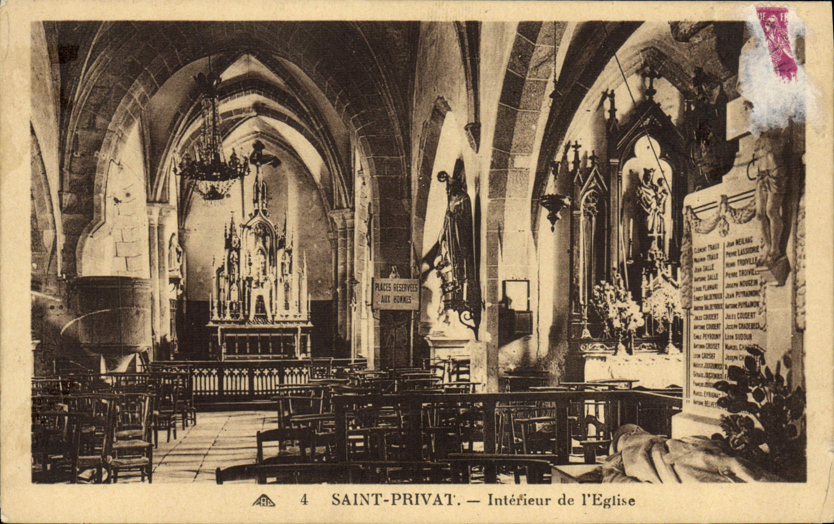 VINTAGE POSTCARD Holy Interior Privat Of the Church