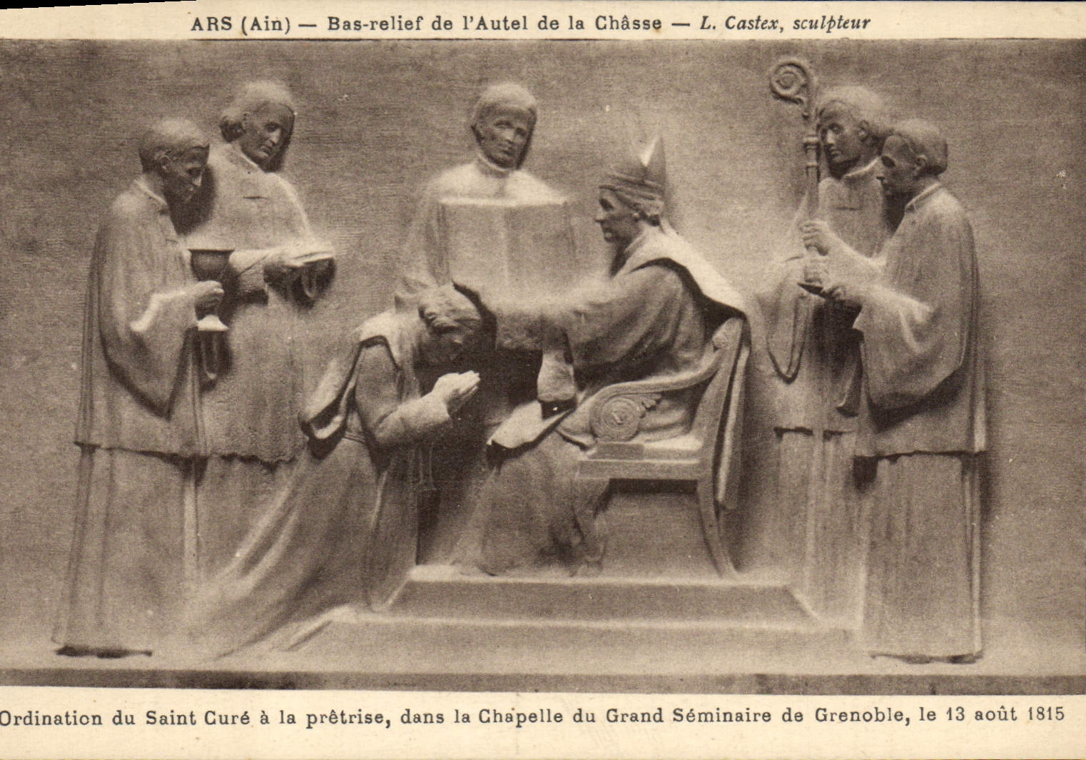VINTAGE POSTCARD Ars Bas Relief Of the Furnace bridge Of Hunting Ordination Of the Saint Cleans With the Priesthood In La Chapelle Great seminar of