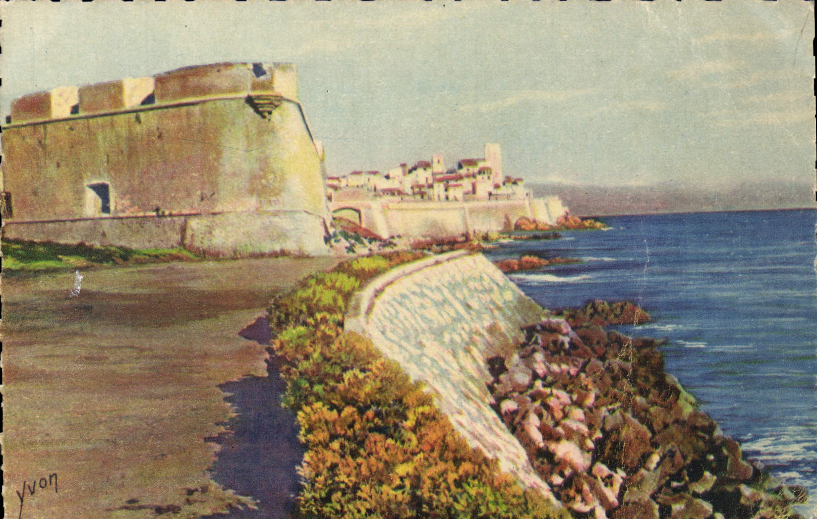 VINTAGE POSTCARD Soft France Dimensions Antibes Azure the Strong one Squares And the Walls