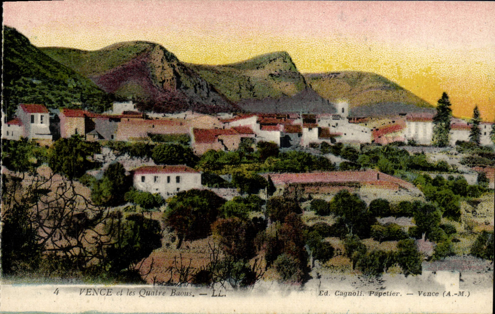 POSTAL Vence y cuatro Baous de la VENDIMIA