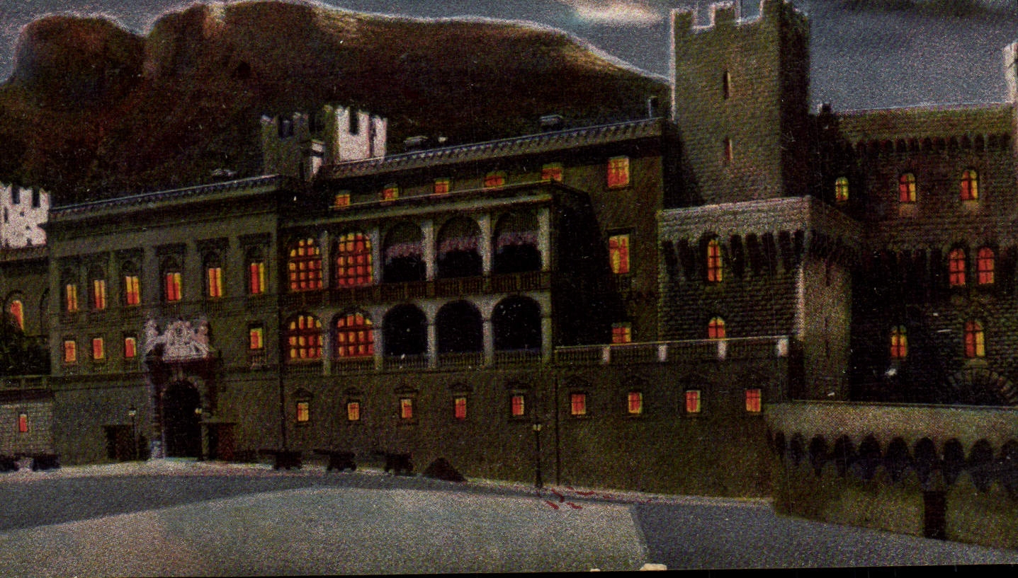 VINTAGE POSTCARD Monaco the Palate Of the Prince Night effect