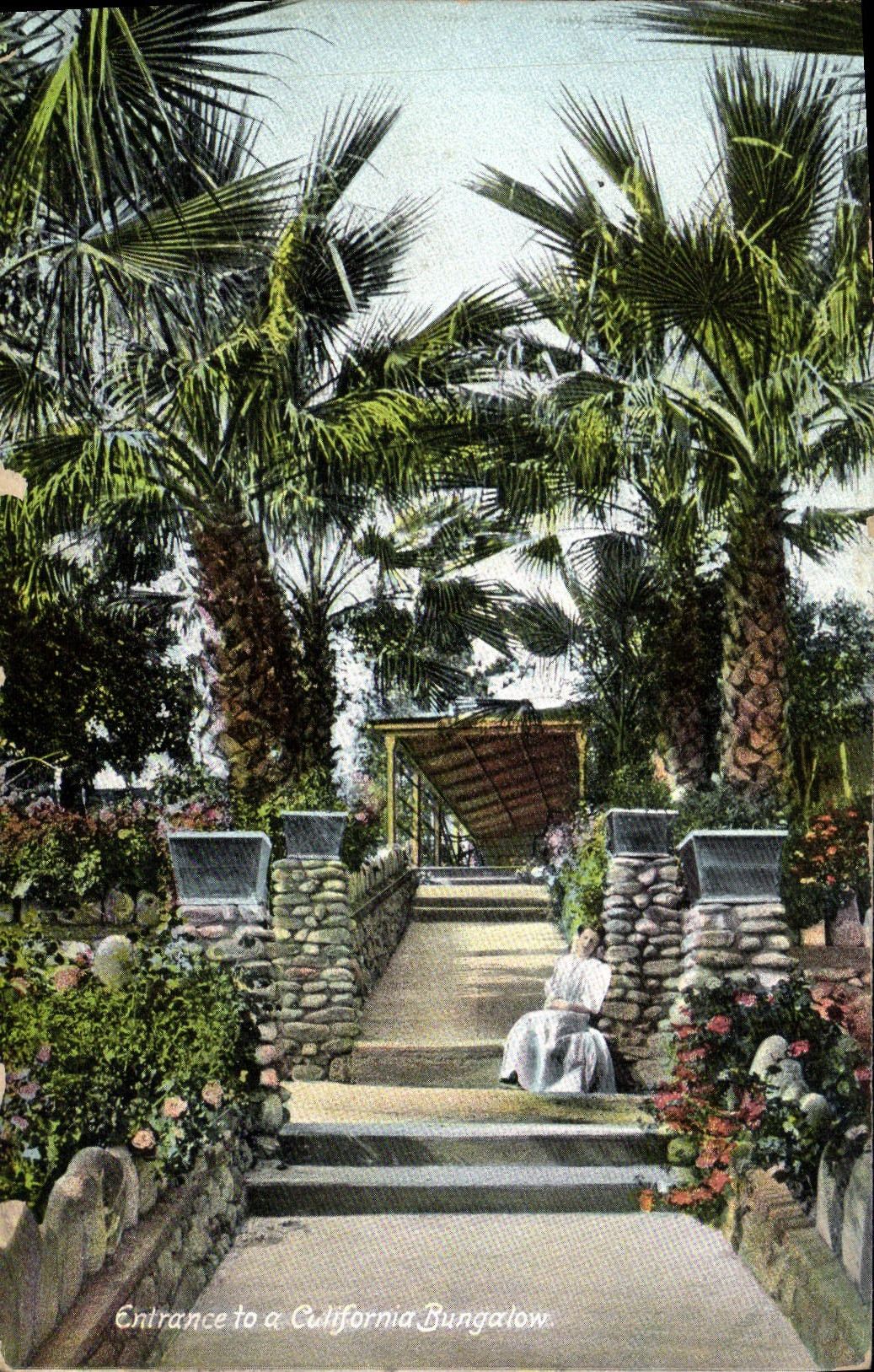 CPA Entrance To A California Bungalow