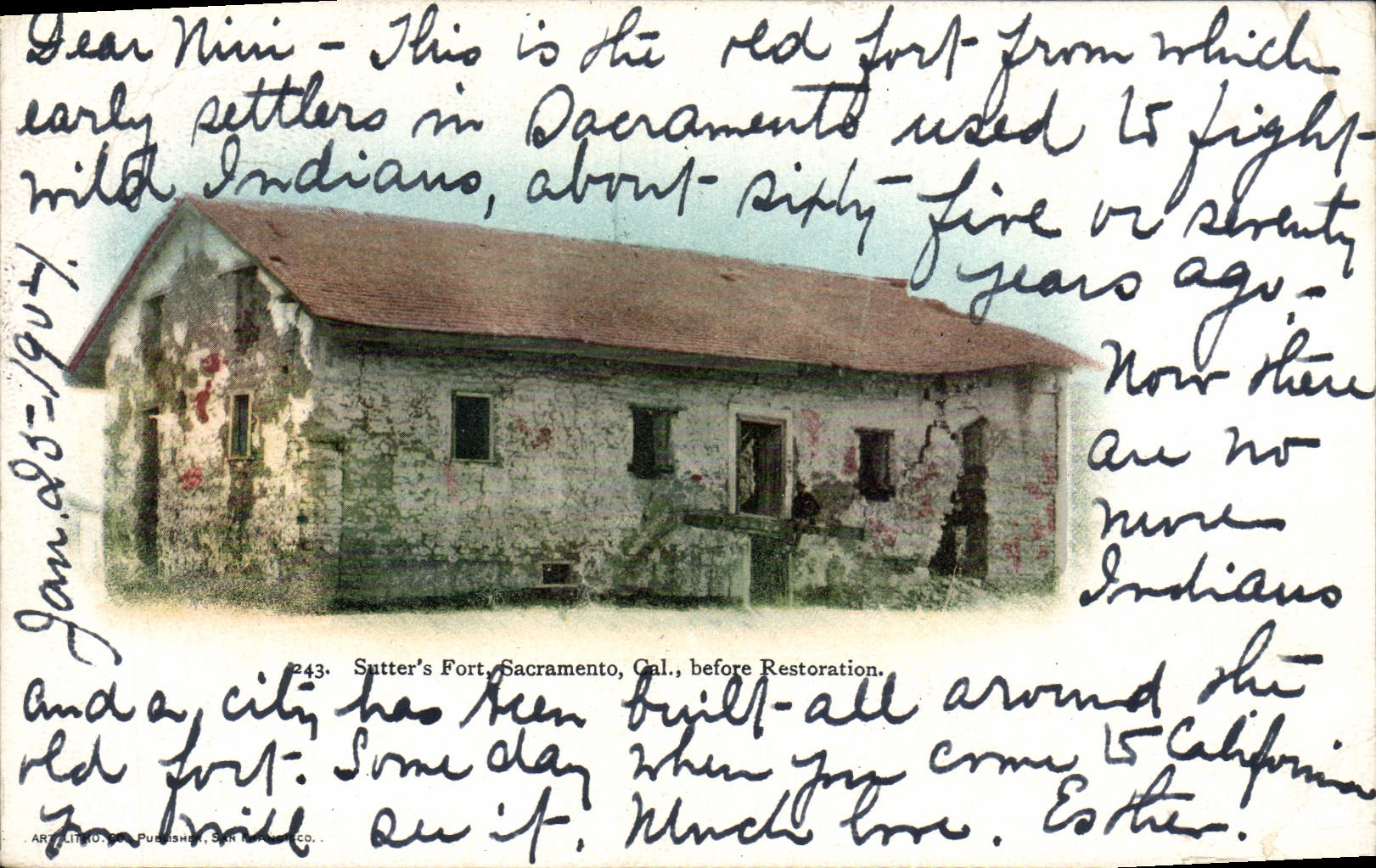 POSTAL Sutter S Sacramento fuerte caloría de la VENDIMIA antes de la restauración