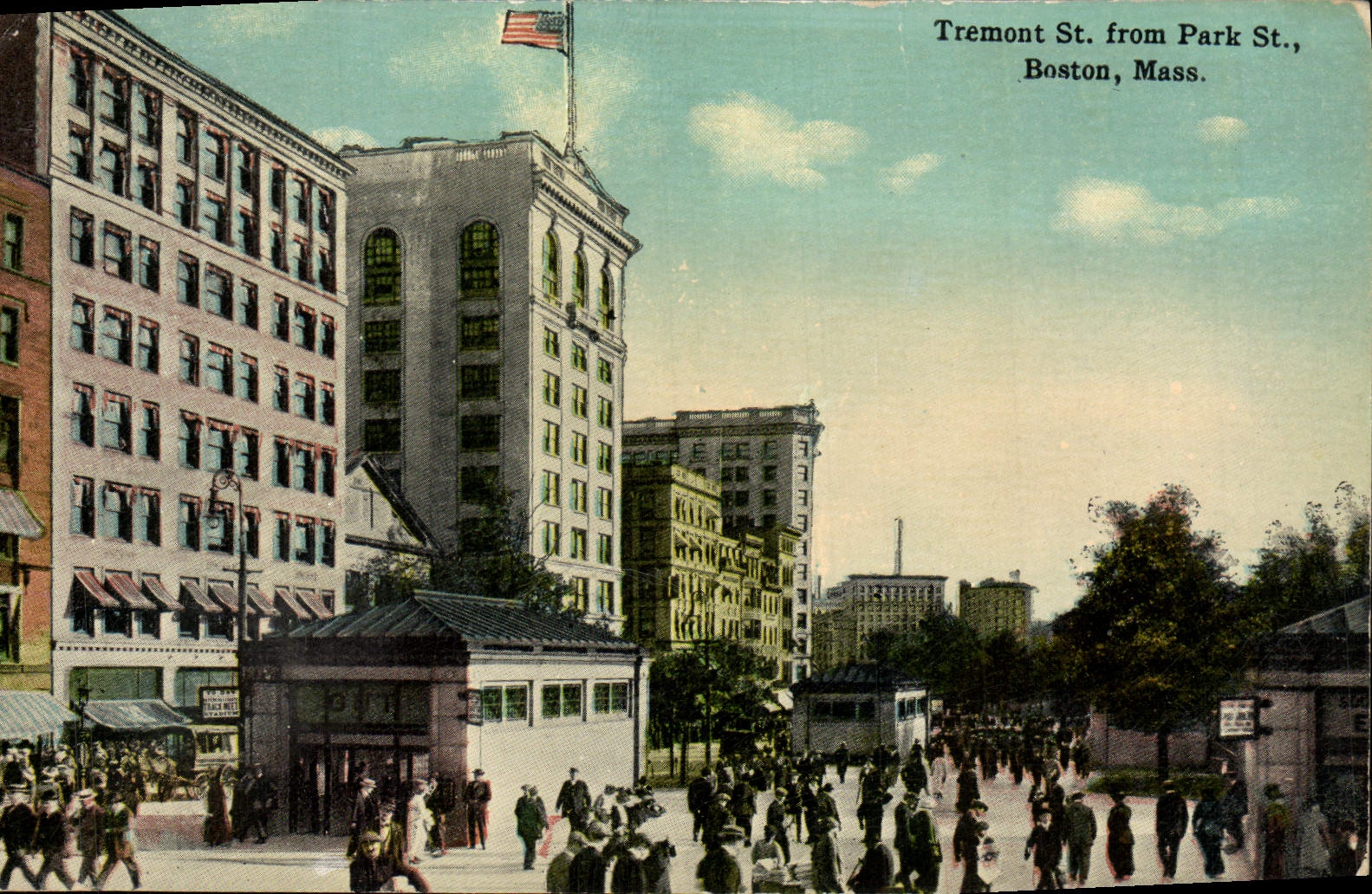 VINTAGE POSTCARD Tremont St From Park St Boston Farmhouse